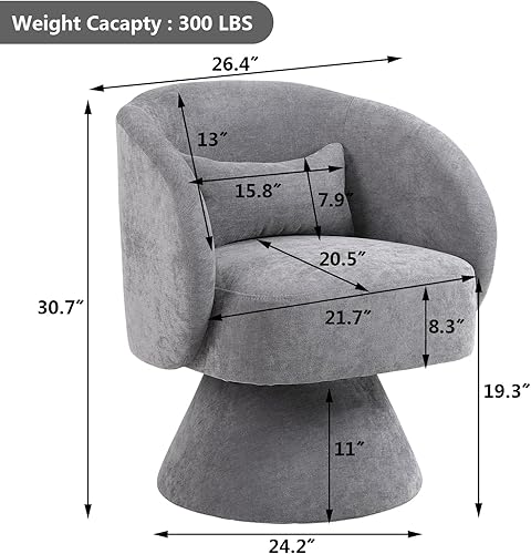 Miniatura 2 de Silla giratoria de barril, moderno sofá giratorio de acento, cómodo sofá de 360 grados para ocio, para el hogar, sala de estar, dormitorio, oficina