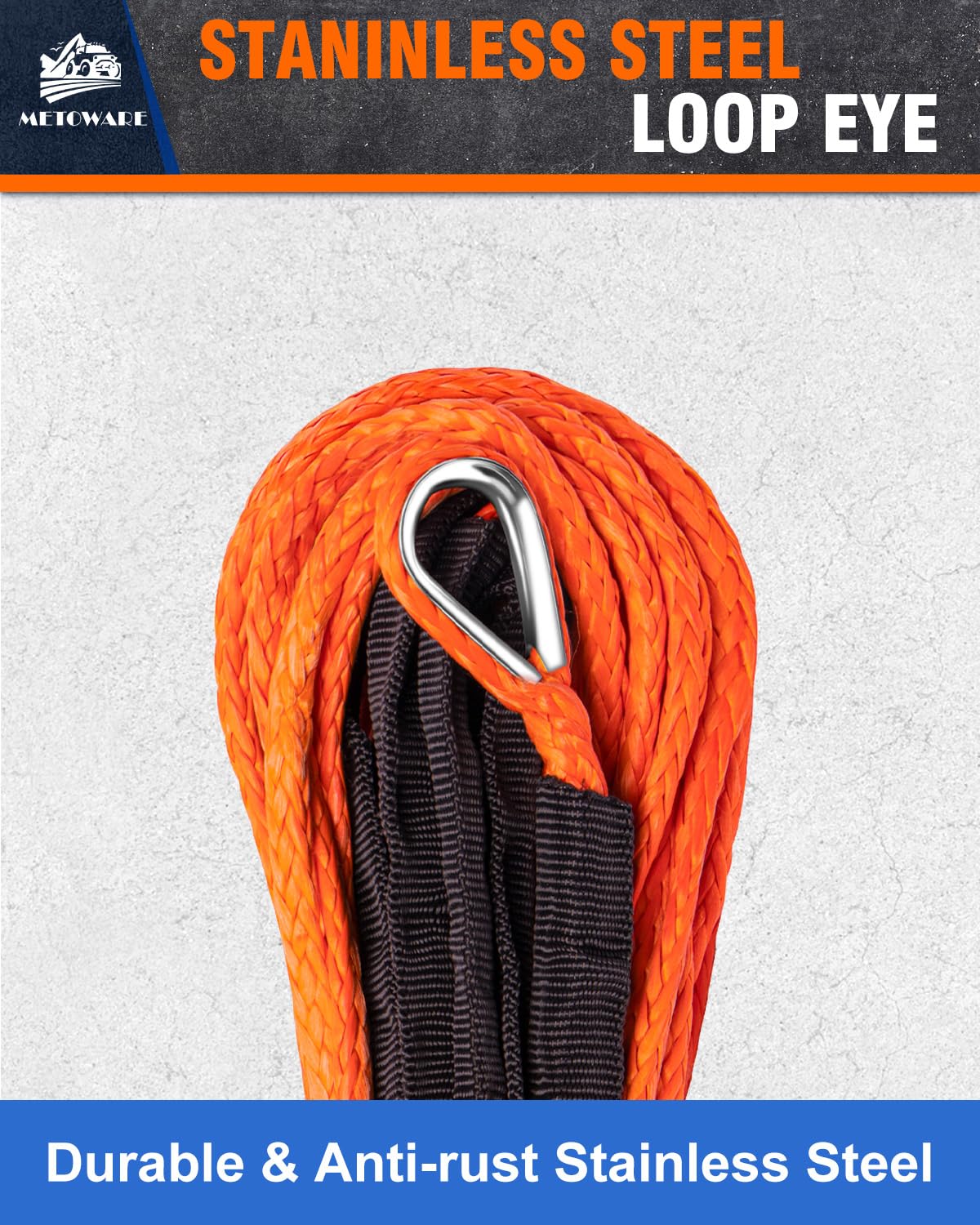 Synthetic Winch Rope 1/4" X 50ft 7700LBS Nylon Winch Rope