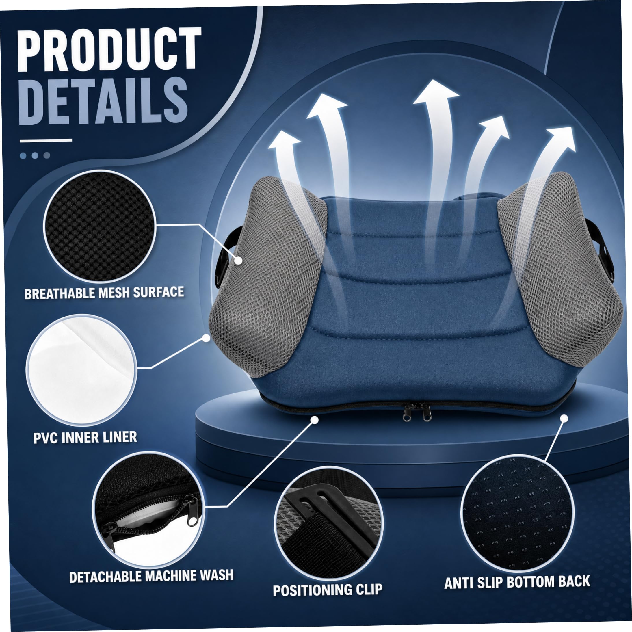 Sedile rialzato gonfiabile da 2 pezzi, seggiolino rialzato per auto comfort da 19x15 pollici in rete antiscivolo portatile per casa/auto/viaggio