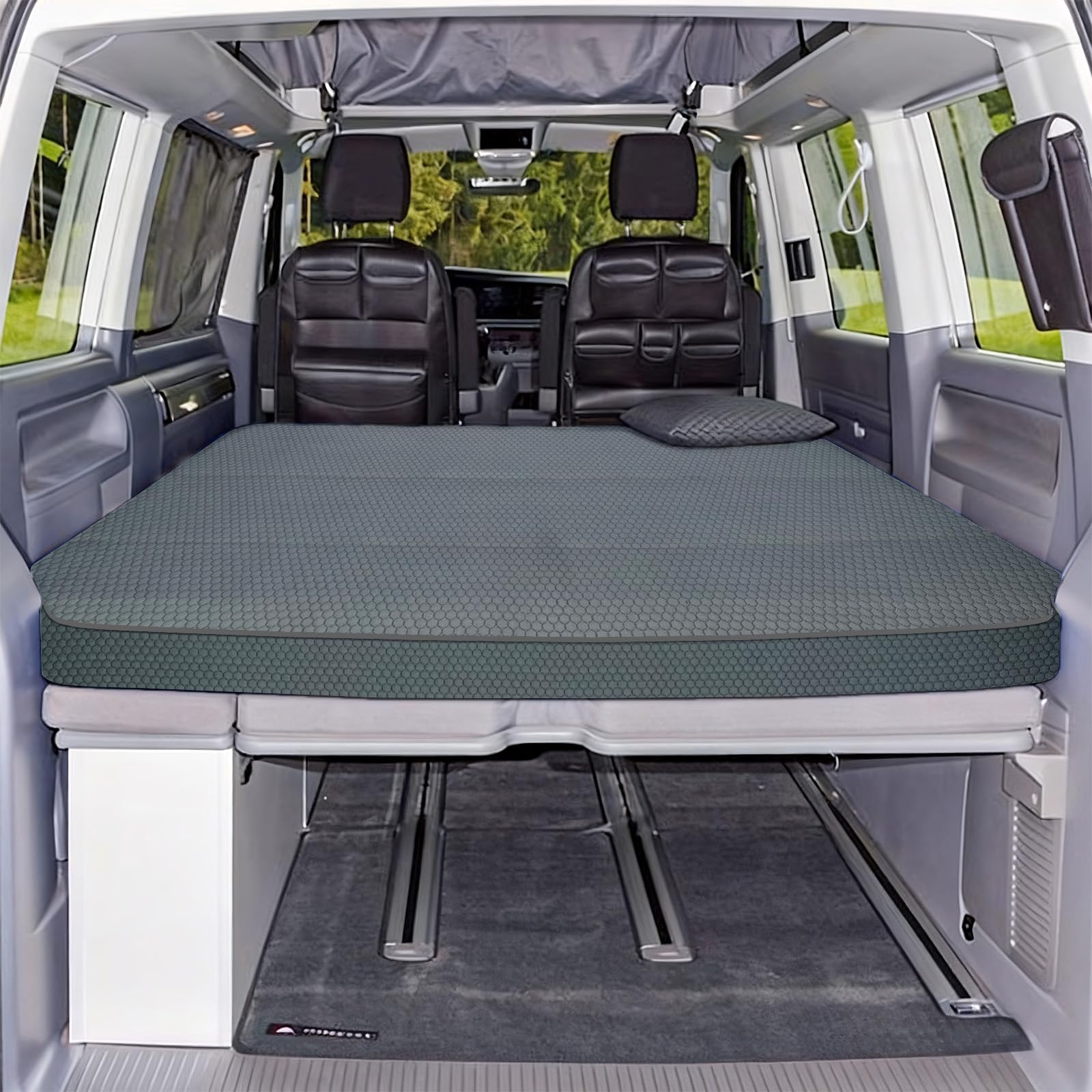 Dicke warme atmungsaktive Faltbare Fahrzeugmatratze kompatibel mit VW T32 T4 T5 T6 T6.1 T7 Multivan California Beach Caravelle und Transporter 186 * 148 * 8cm Wohnmobil Camper zubehör