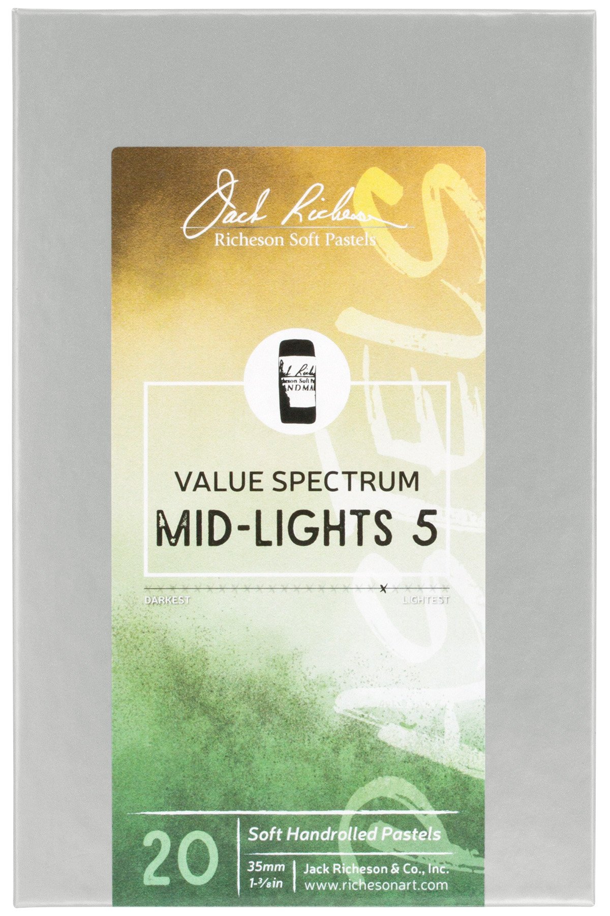 Jack Richeson Hand gerollt Weiche Pastellkreiden Spectrum: mid-lights 5, 20-teilig