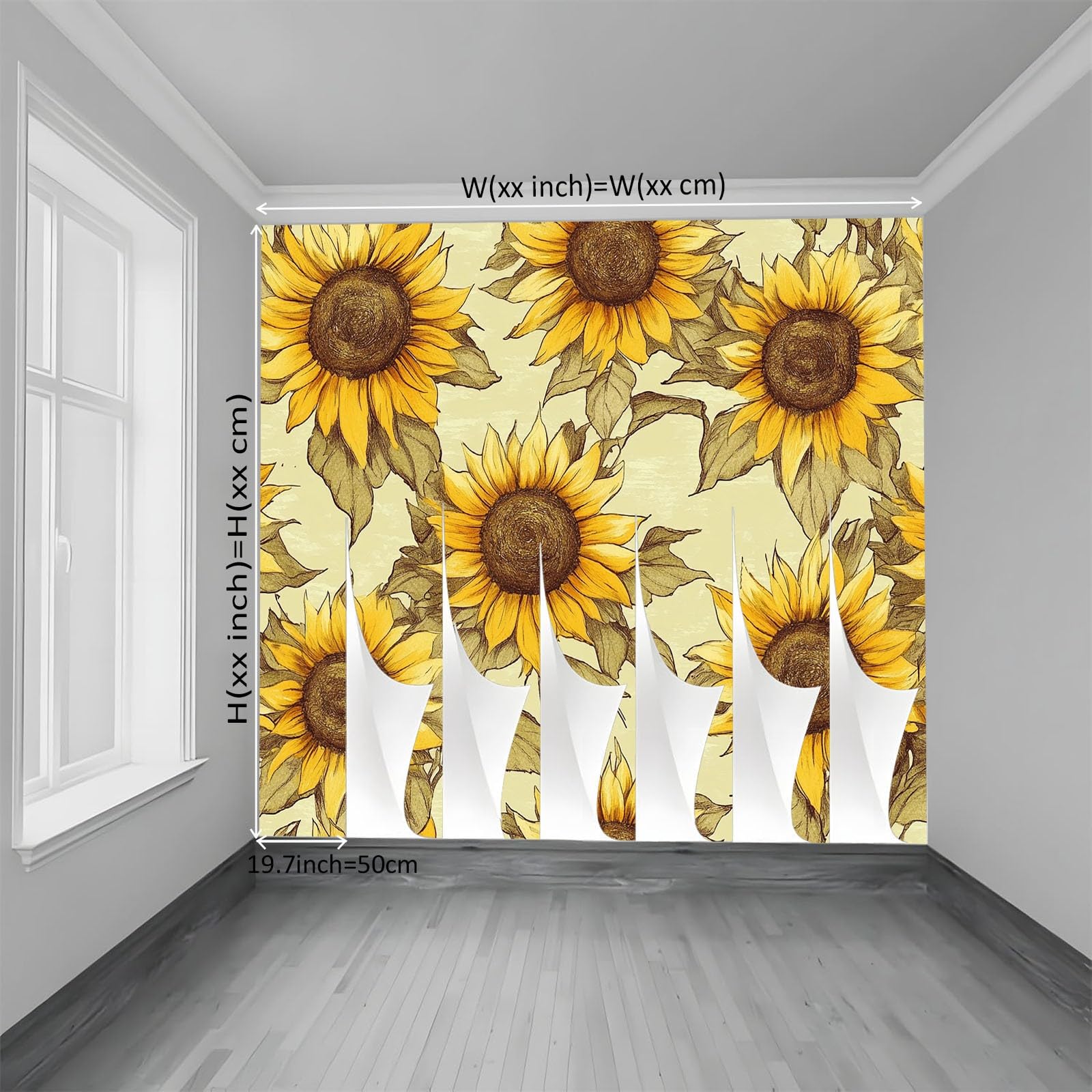 Tapeta Fototapeta 250 x 175 cm Retro Słonecznik Liście Włóknina Fototapeta 3D | Fototapeta Dekoracja Salon Sypialnia, Żółty