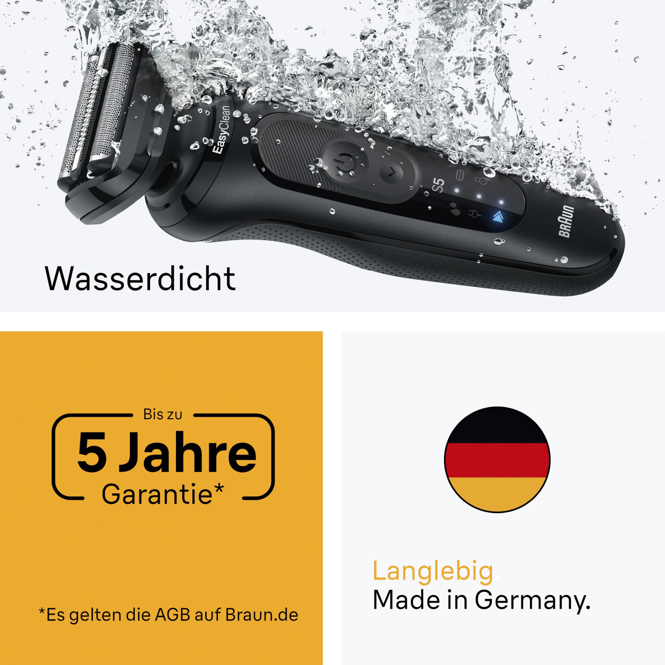 Braun Series 5 Elektrorasierer Herren, Nass- und Trockenrasierer, Turbo- und Standard-Modus, Rasierapparat mit SmartCare Reinigungsstation, Präzisionstrimmer, Wasserdicht, 52-N7200cc, Schwarz