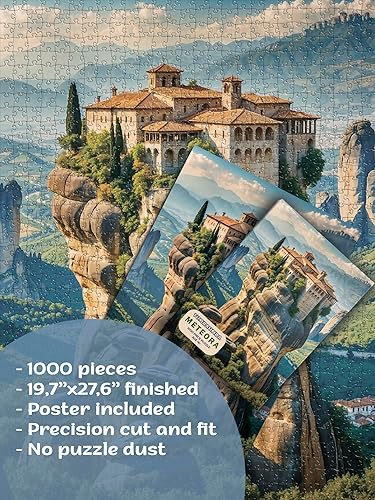 Miniatura 2 de Meteora, rompecabezas de 1000 piezas para adultos, rompecabezas difíciles de paisaje natural. Incluye mapa de rompecabezas adicional
