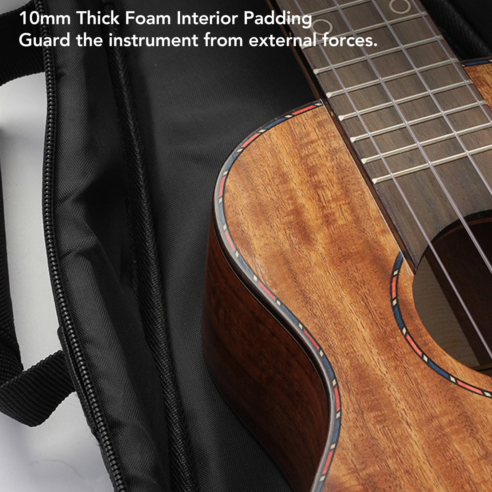 Borsa per Ukulele, Imbottitura Interna in Schiuma di Grande capacità Zaino per Ukulele con Spallacci Regolabili per Concerti, Soprano, Tenore (21 pollici)