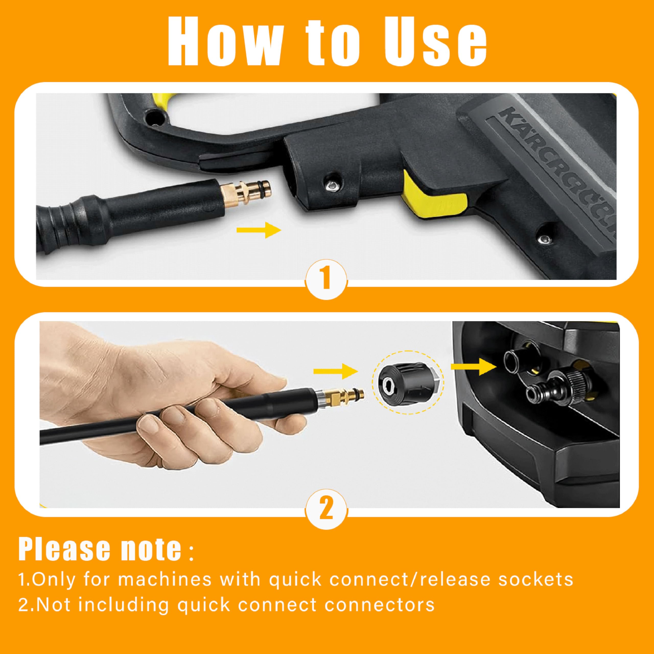 Tubo di prolunga per idropulitrice ad alta pressione, 30 m, per Kärcher K2, K3, K4, K5, K6, K7, con attacco Quick-Connect, ricambio