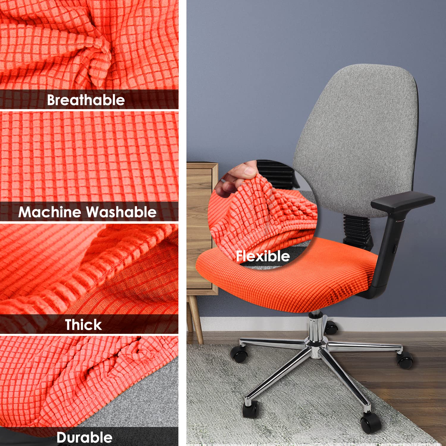 Yikko Elastic Stretch Spandex Chair Seat Covers Slipcovers Washable fit for Office Chairs,Dining Room Chairs,Bar Wedding Party Decor (2 - Image 4