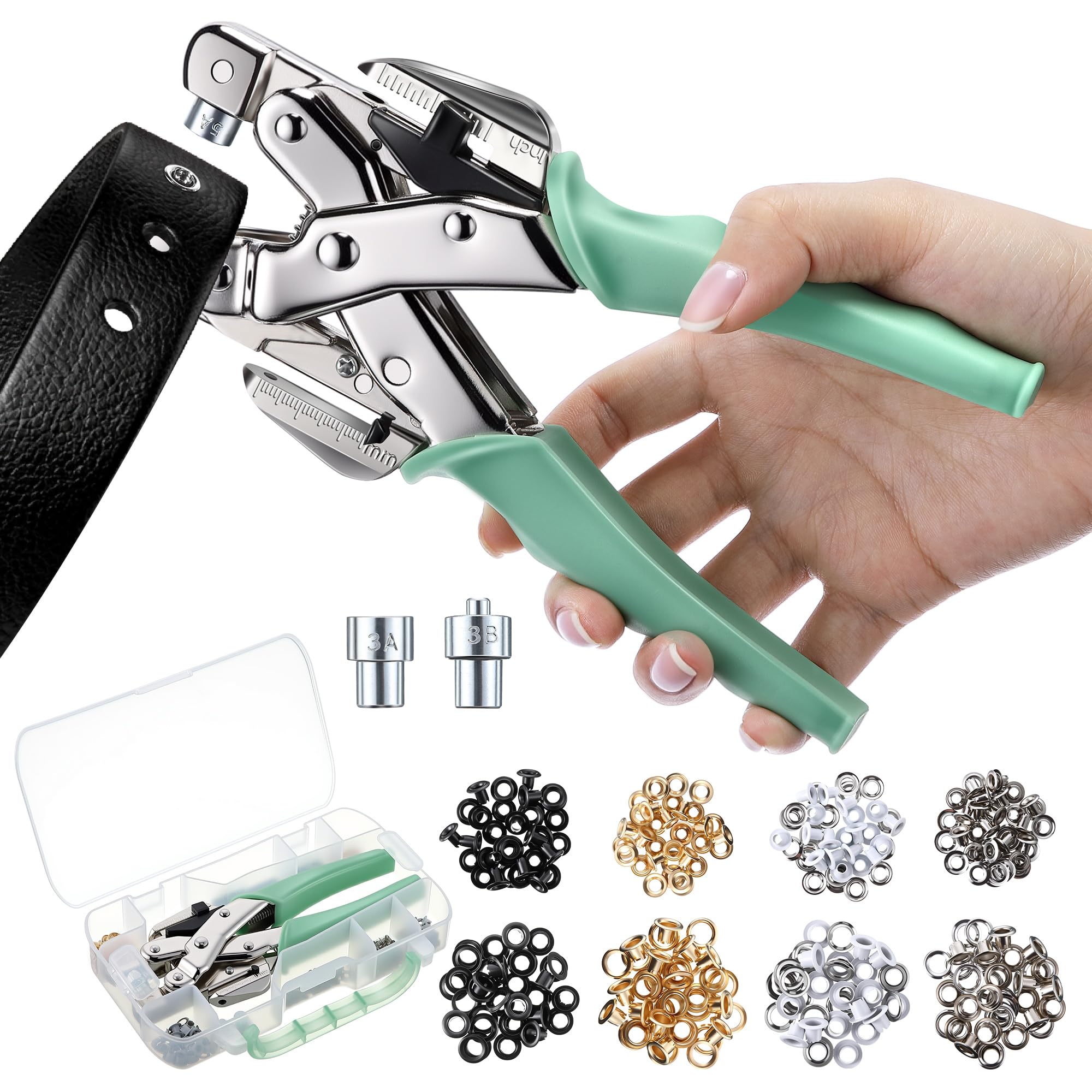 Photo 1 of Enhon Grommet Eyelet Plier Kit, 3 mm & 5 mm Eyelet Hole Punch Plier