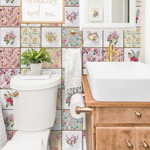 Alwayspon Adhesivo de vinilo autoadhesivo para despegar y pegar, azulejos de pared autoadhesivos para cocina, baño, 6 x 6 pulgadas, 30 unidades,