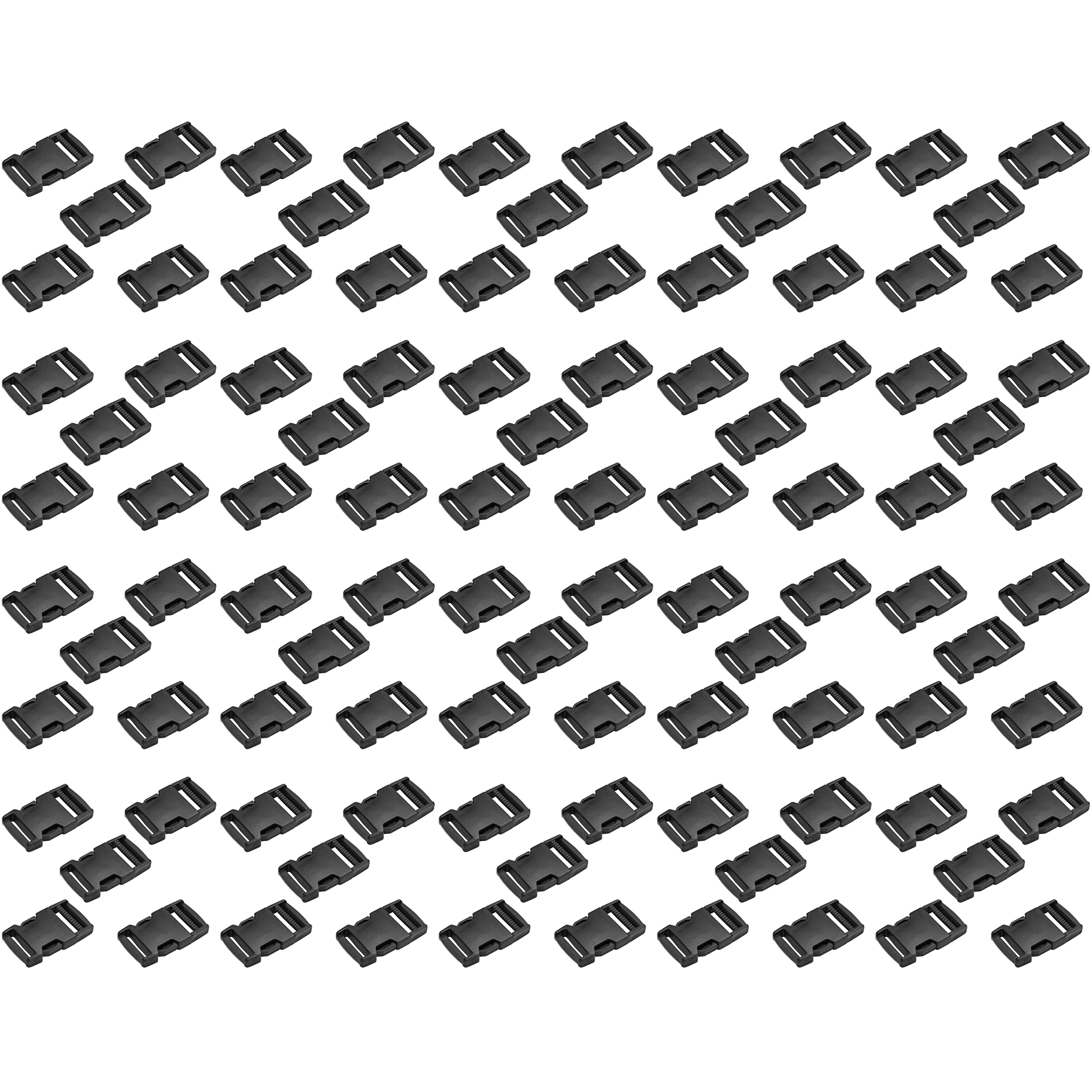 SolaDirect Side Release Buckles Clips for 25 mm / 1 inch Webbing Strap, Squeeze Fasteners, Black Delrin Plastic (Pack of 100)