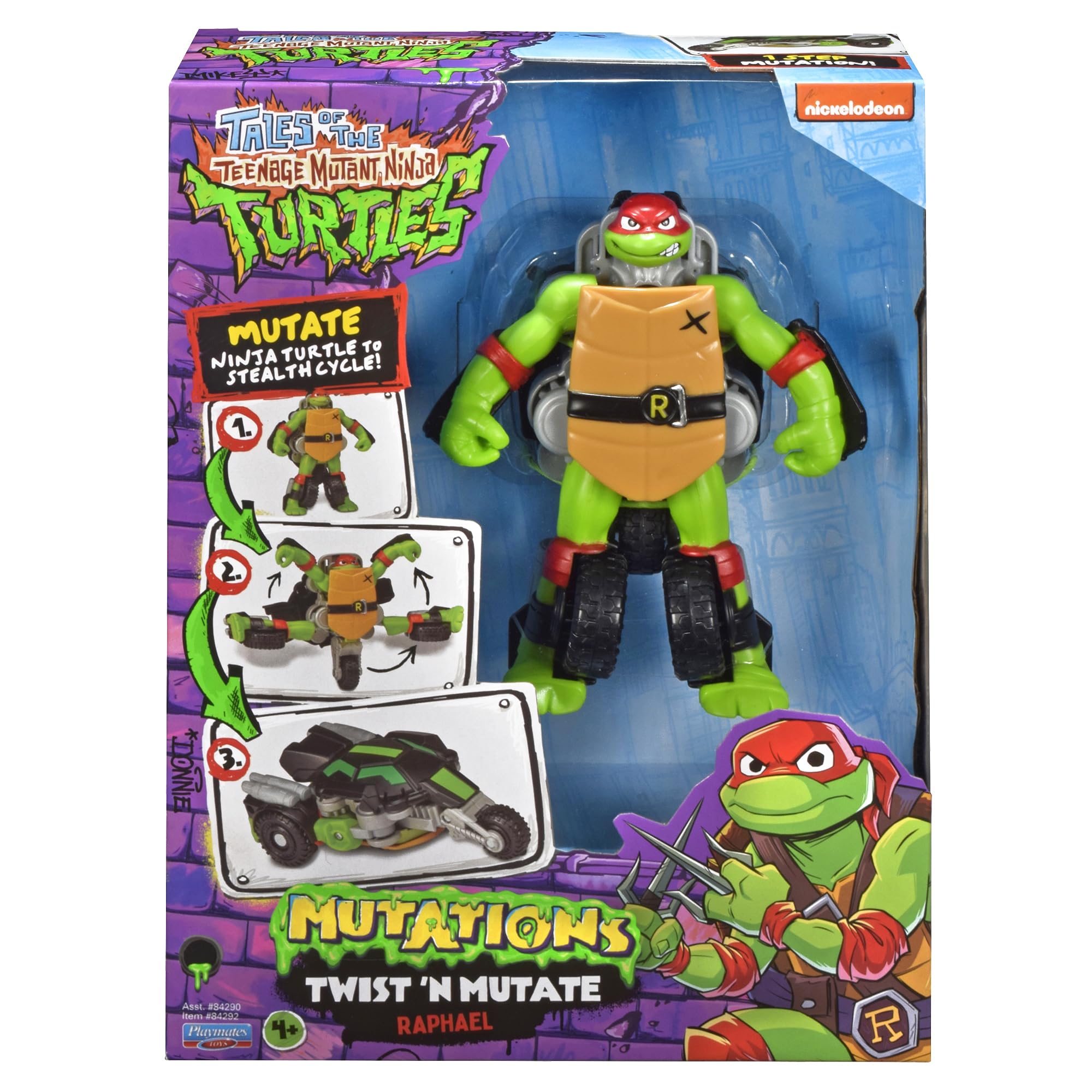 Figurine Transformable Raphael des Tortues Ninja - Véhicule Stealth Multicolore