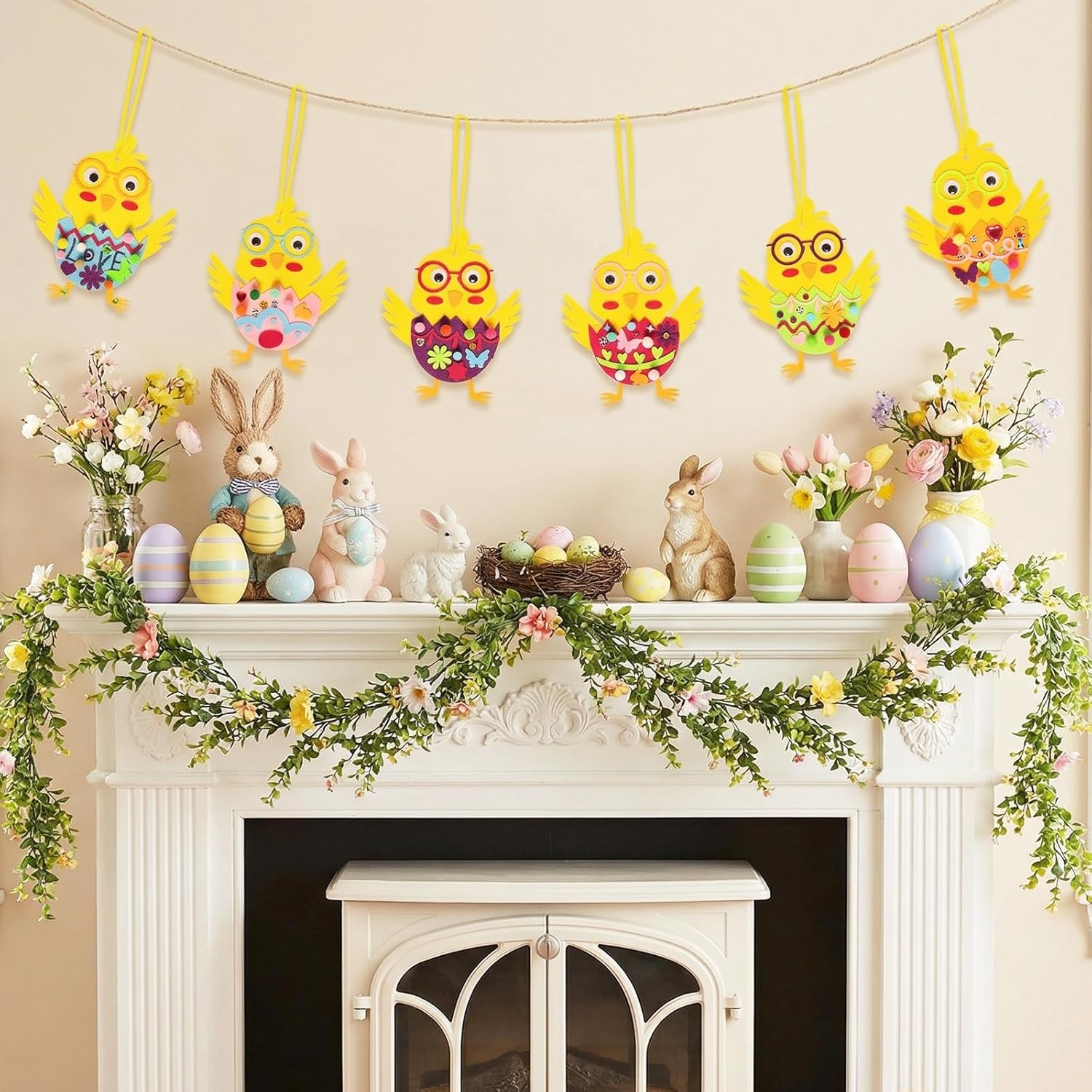 Dhthdrh 12 Sets Easter Decorations DIY 3D Chick Hatching from Egg Ornaments Easter Craft Kits Foam Stickers Pom-poms Googly Eyes Spring Activity Accessories Art Project for Adults Home Party Supplies