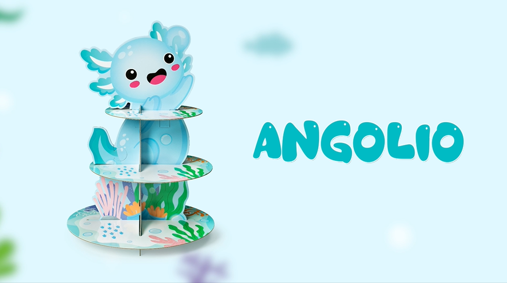 Simpatico supporto per cupcake a 3 livelli con dinosauri colorati in