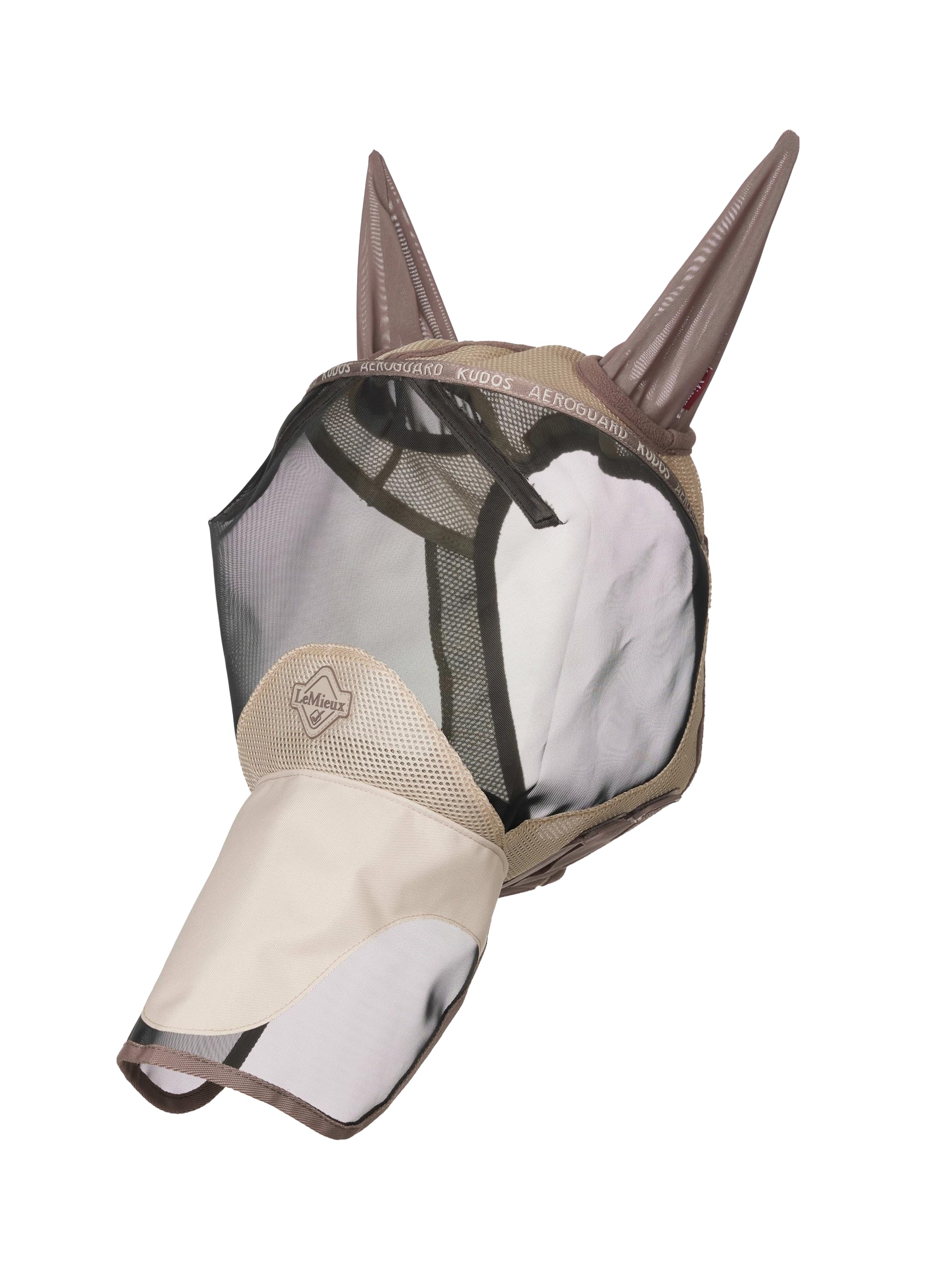 LeMieux AeroGuard Full Fly Mask - Lightweight Mesh Ears - Forelock Slit - Pecan - XSmall