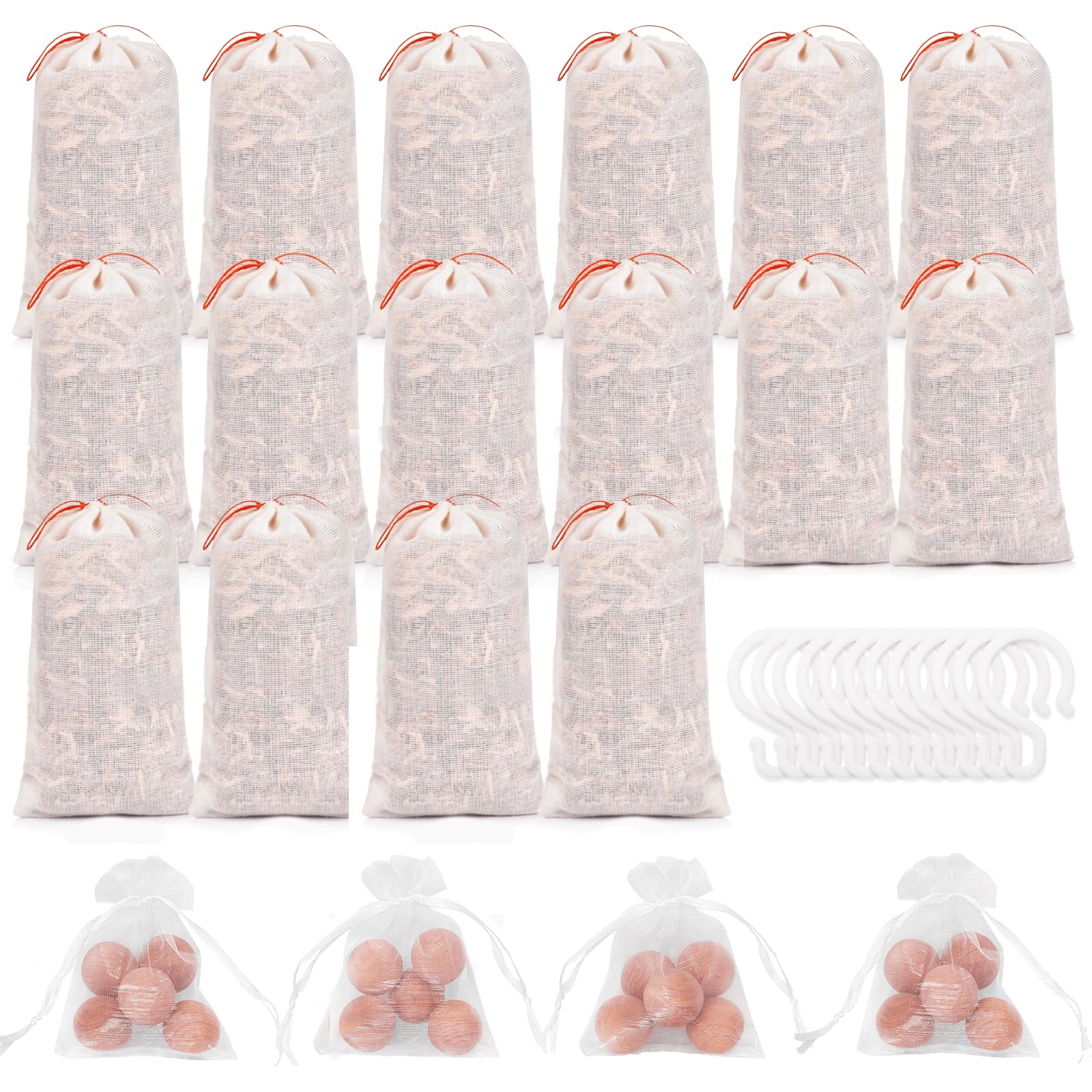 Homode Cedar Blocks for Clothes Storage, Cedar Balls and Cedar Chips for Closets and Drawers, Scented Cedar Sachets Bags Closet Air Freshener, 24 Pack