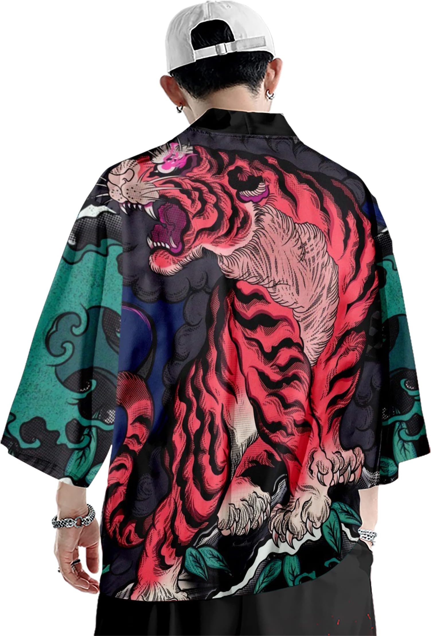 DOVWOER Women's and Men Japanese Kimono Cardigan Jackets Open Front Casual Lightweight Coat