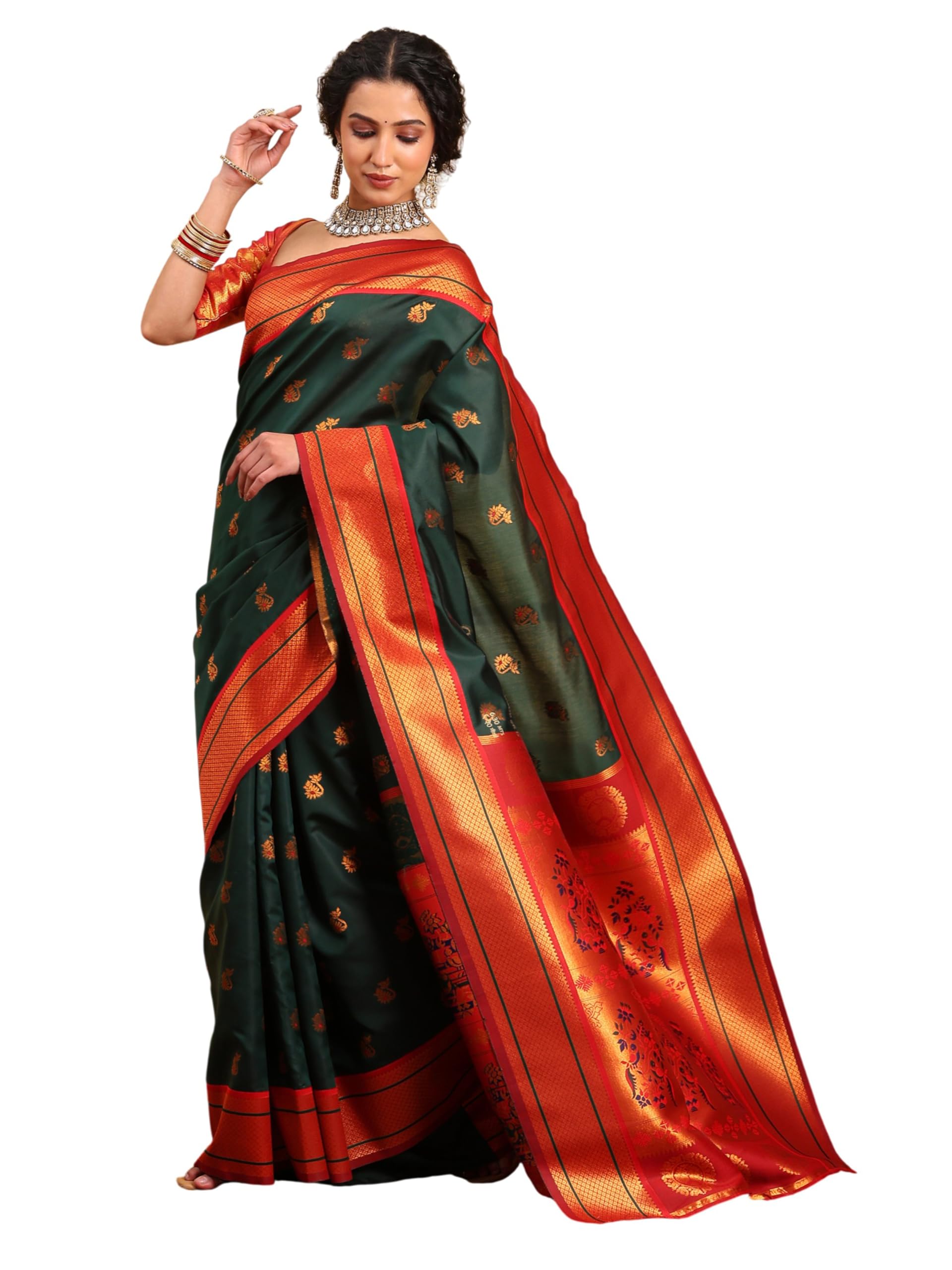 garden vareli Women's Silk Blend Woven Design Woven Design Saree with Unstitched Blouse Piece-picture-27