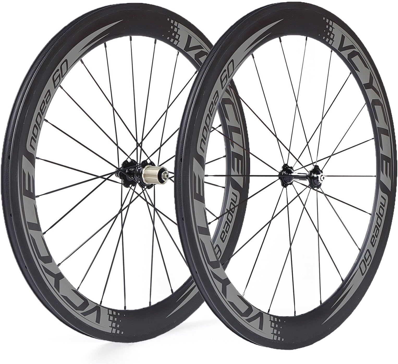 VCYCLE Nopea 700C Carbon Fiber Racing Road Bike Wheelset 60mm Tubular 23mm Width Only 1585g Shimano or Sram 8/9/10/11 Speed