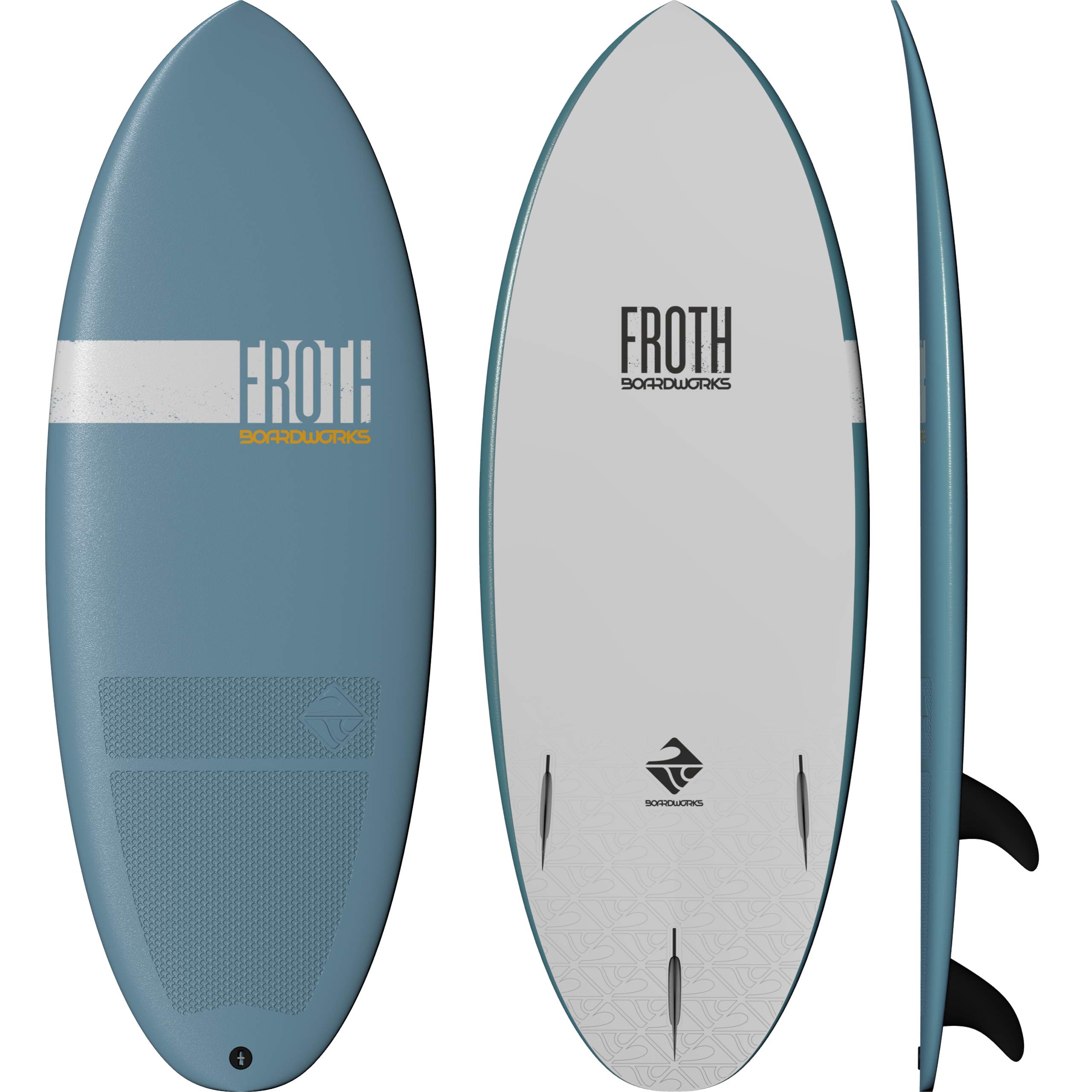 Boardworks Froth – Soft Top Surfboard – Wakesurf Board – 3 Colors - 5 Sizes from 5’ to 9’