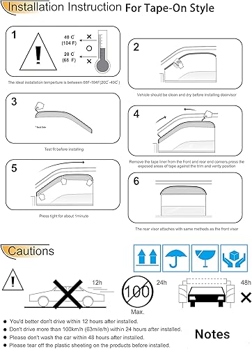 Miniatura 6 de MISIOEK Protectores de lluvia adecuados para Sentra 2013-2019, visera de ventana, deflectores de ventana, protector de lluvia, 4 piezas 94248