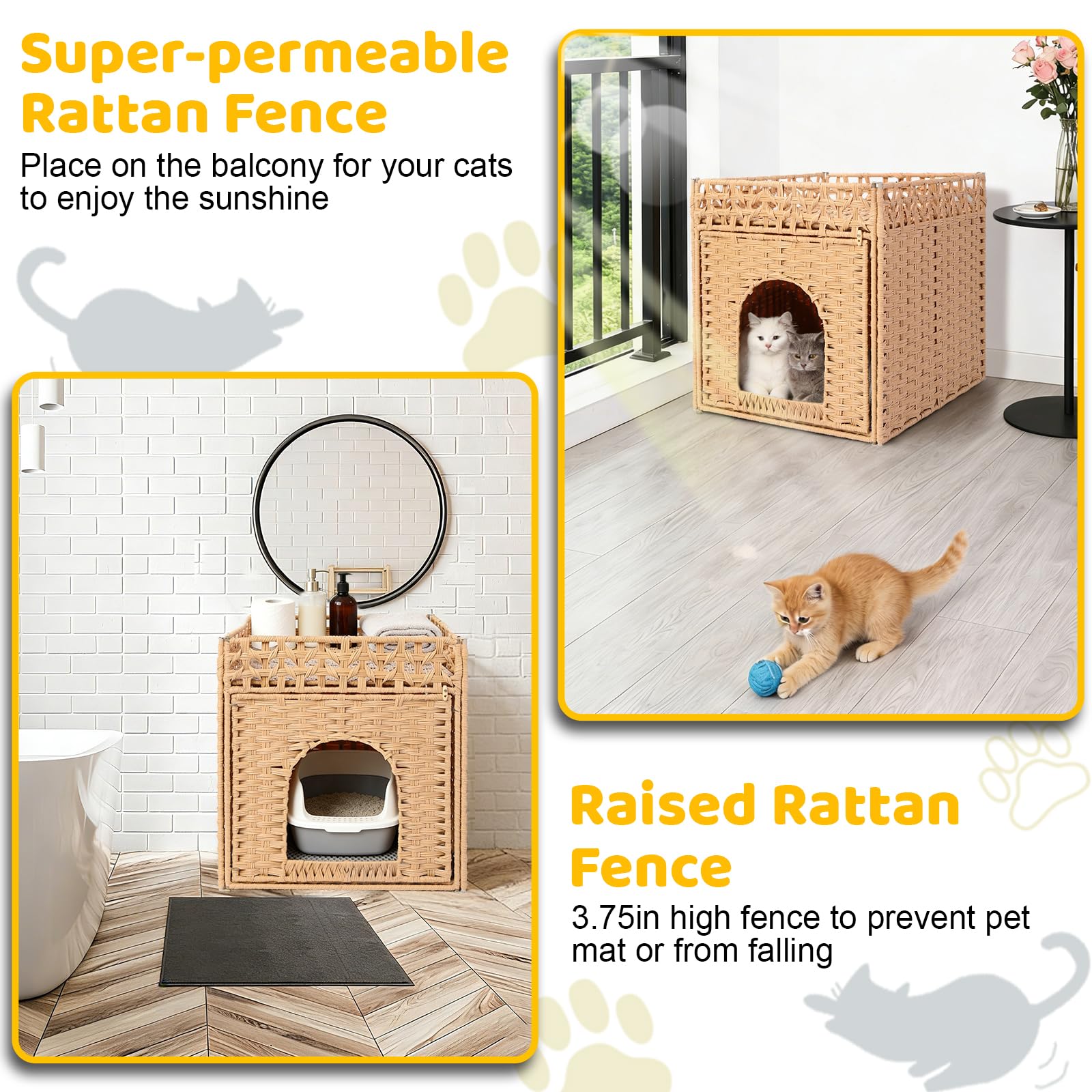 Amazon.co.jp: 猫用トイレ囲い家具、隠しトイレ、トイレマット付き
