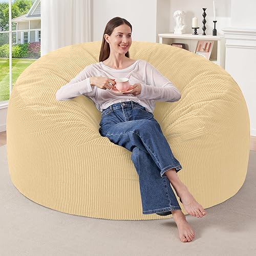 Miniatura 40 de HABUTWAY Silla Puf de 4 Pies, Sillas Puf Gigantes para Adultos, Sillas Puf Grandes con Relleno de Espuma Viscoelástica, Sillas Puf Grandes con Funda
