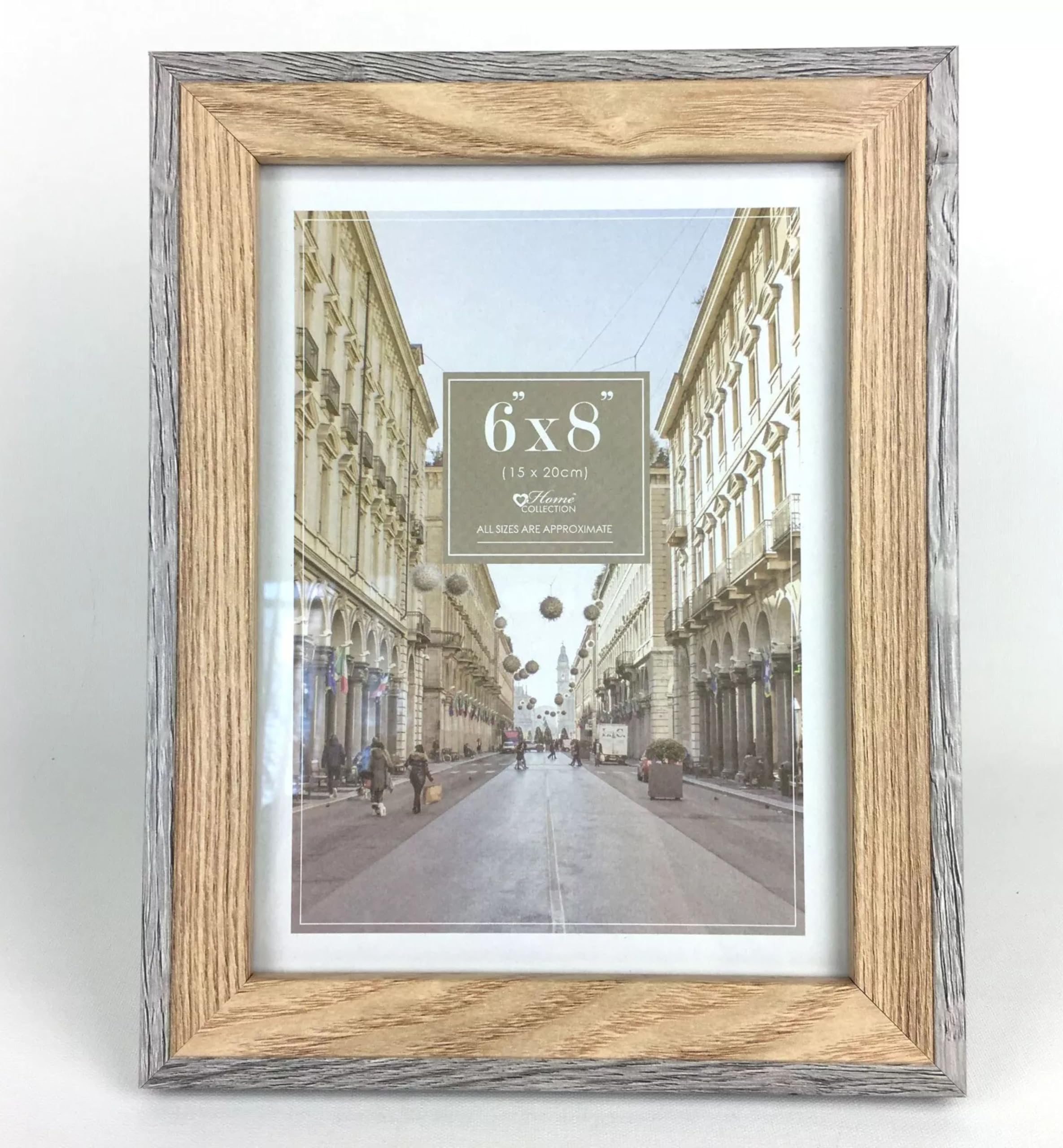 Photo Frames, Wooden Frame A4, 8x10, 6x8, 7x5, 6x4, Wall Desk Mountable 2 tone Grey & Oak, Home Office Living Room Pictures, Certificate, Wall Art, photos Frame (Country Rustic, Grey/Oak, 6 X 8)