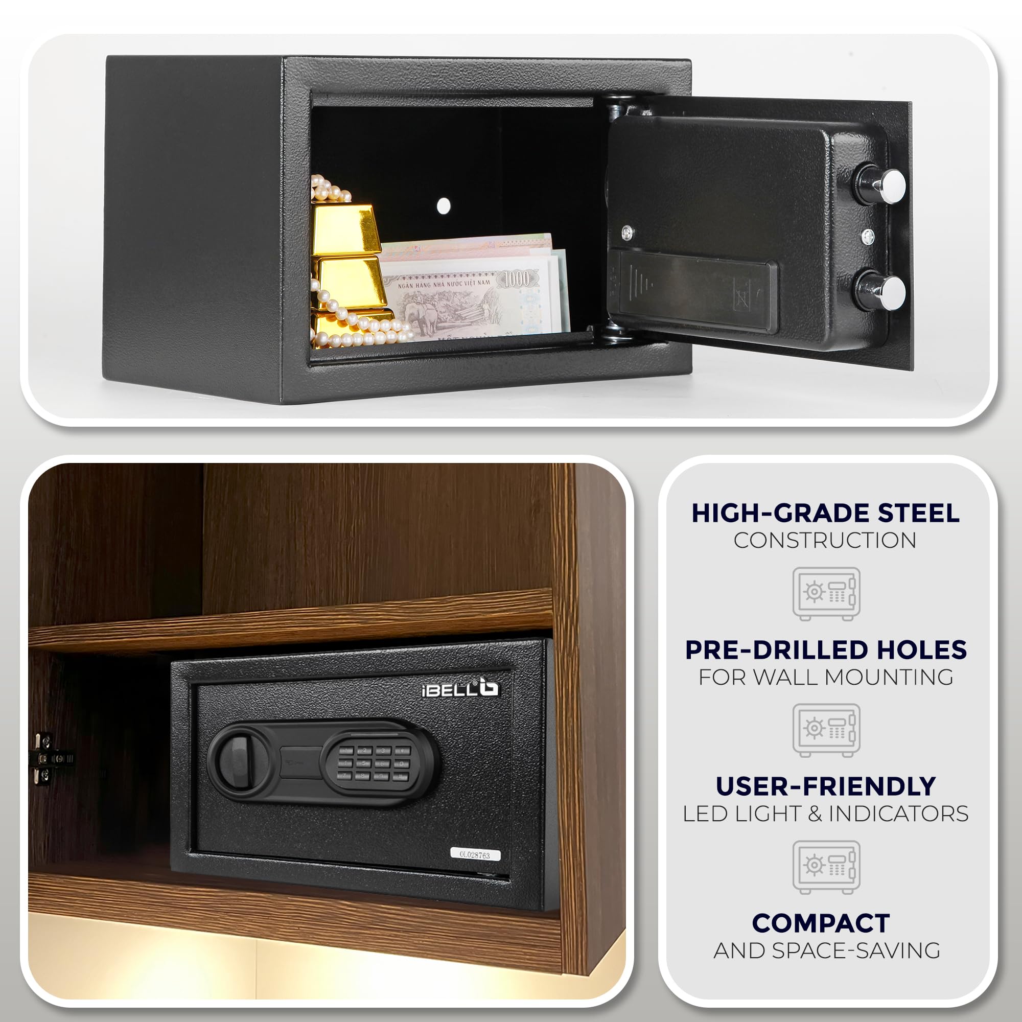 IBELL SL-20S Locker Box For Money & Jewellery, Electronic Safe Locker for Home & Office β Digital Lock with Password and Emergency Key, 200H x 310W x 200D mm, 4.19kg, 1 Year Warranty(Net-8.5L) 3
