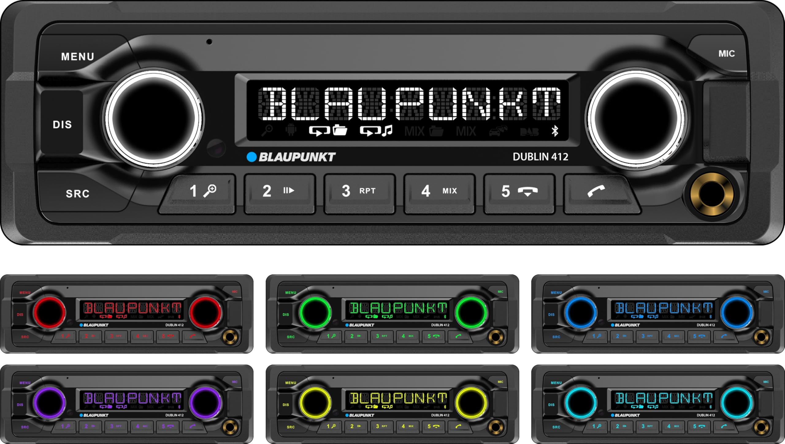 Blaupunkt Dublin 412, 1-DIN Autoradio, Bluetooth, AUX, USB, Freisprecheinrichtung, Lenkradfernbedienung, 200 Watt, schwarz