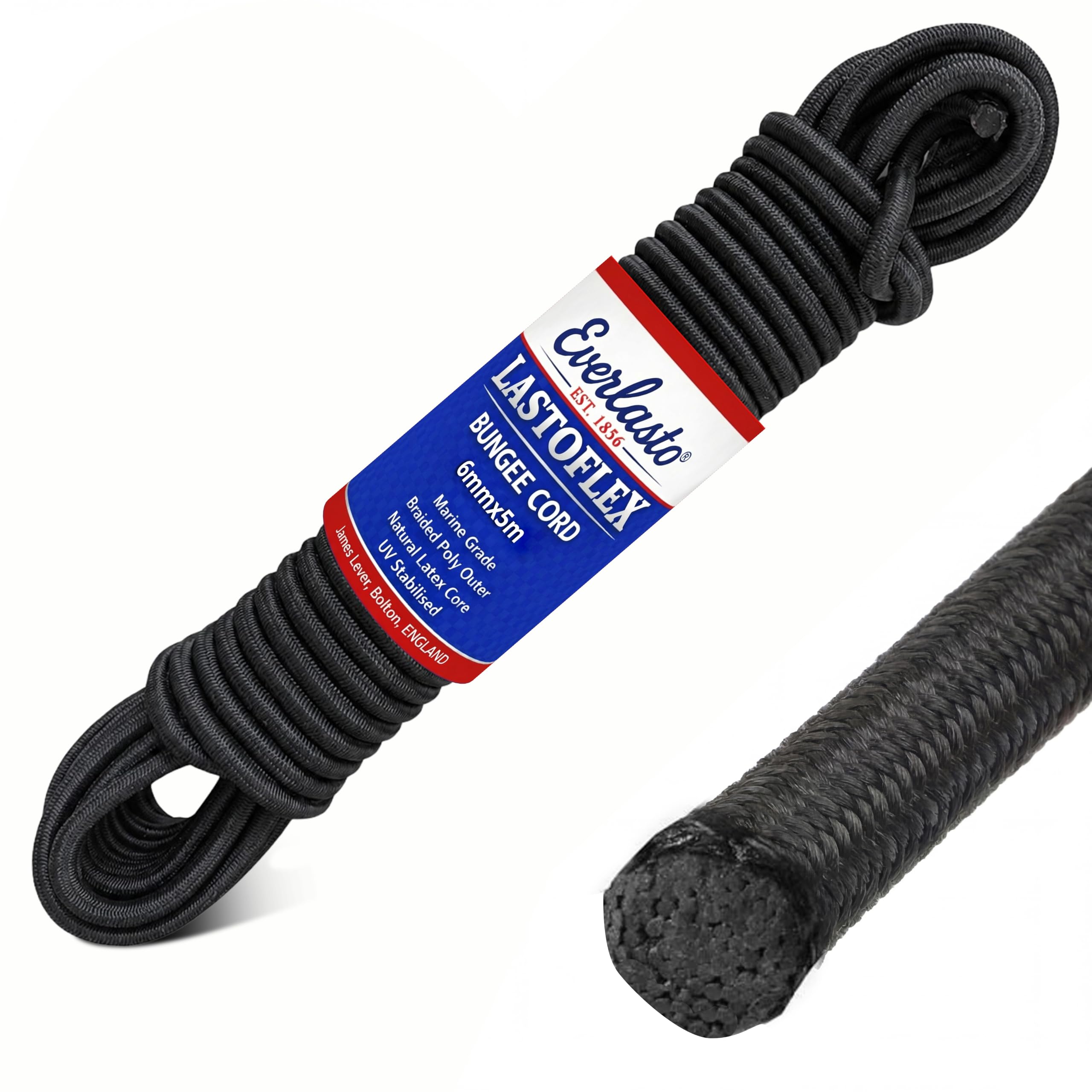 Everlasto Black 'Lastoflex' Bungee Cord 6Mm X 5M