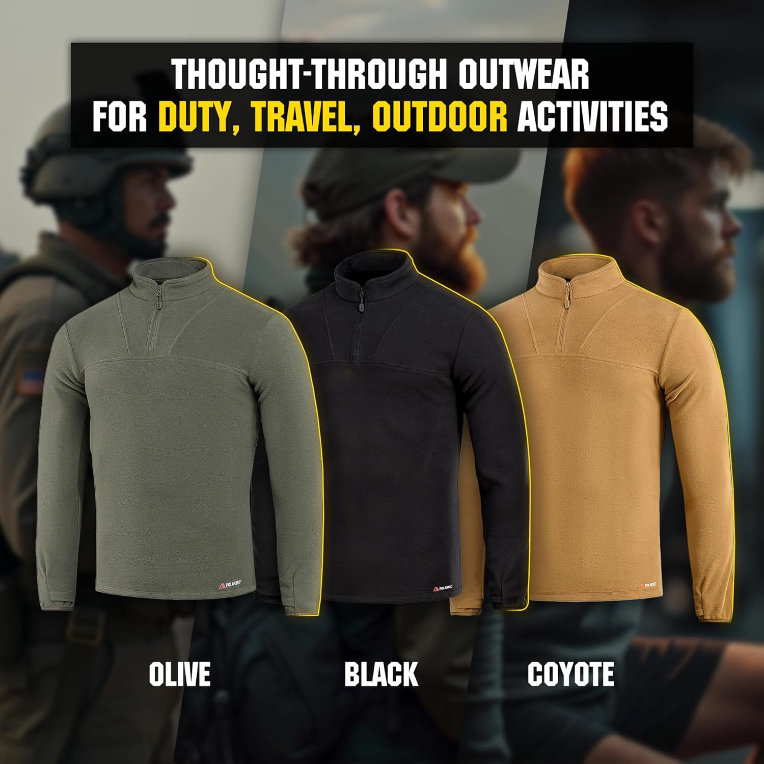 M-Tac Men's Tactical Fleece Pullover – Polartec Micro Series 1/4 Zip Underwear Sweater - Image 6