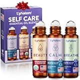 UpNature Self Care Gifts for Women Essential Oils Roll On Set – Galentines & Valentines Day Gifts for Her Mom Wife - Breathe, Beauty & Calm Oil Roller for Aromatherapy and Relaxation