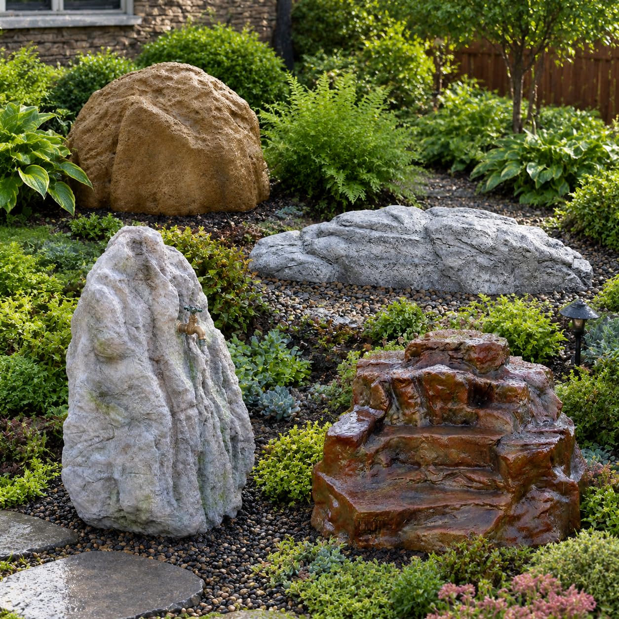 Roccia Artificiale da Paesaggio Fibra di, Grigio/Bianco 125x60x30 cm