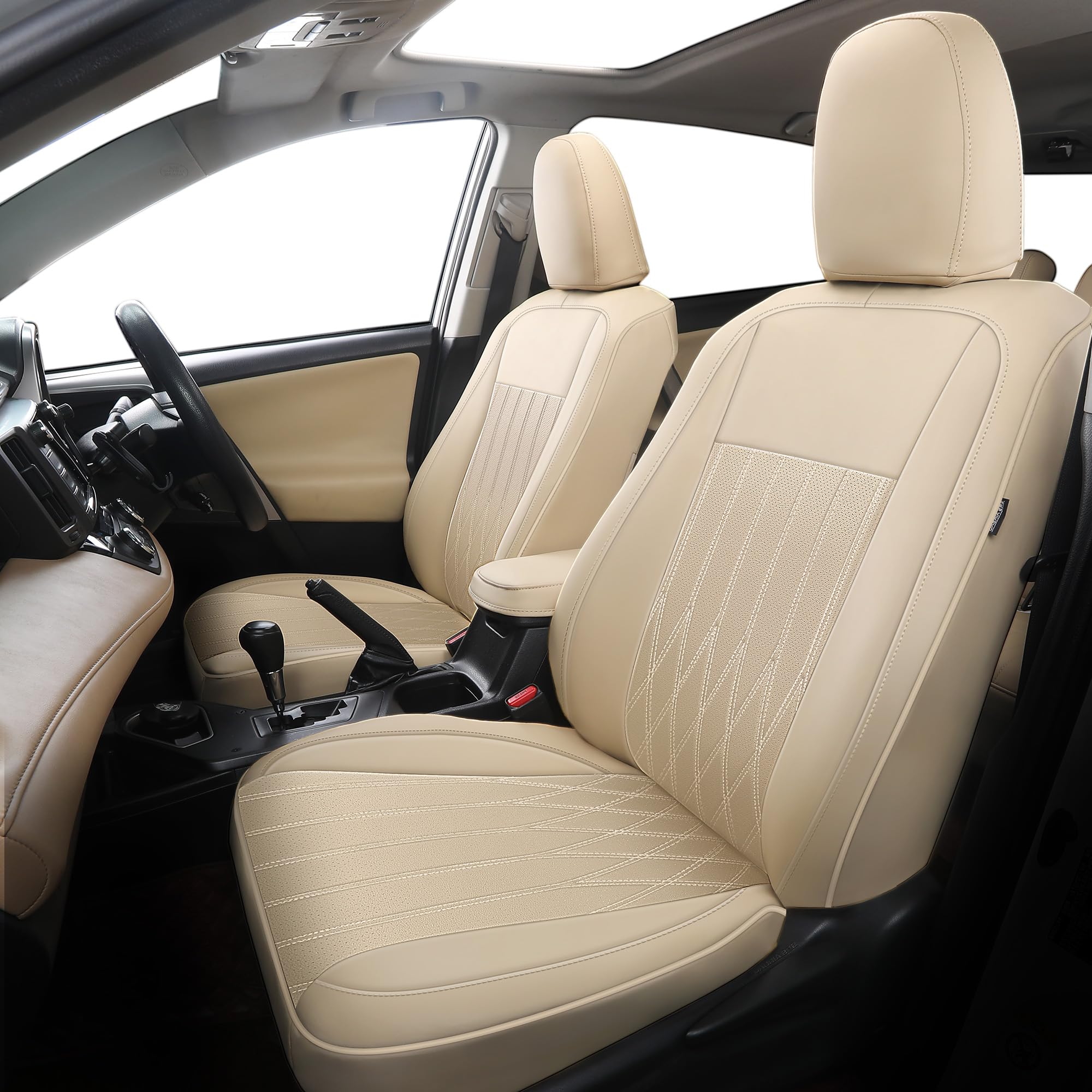 FEINEPRO Custom Faux Leather Seat Covers (Beige)