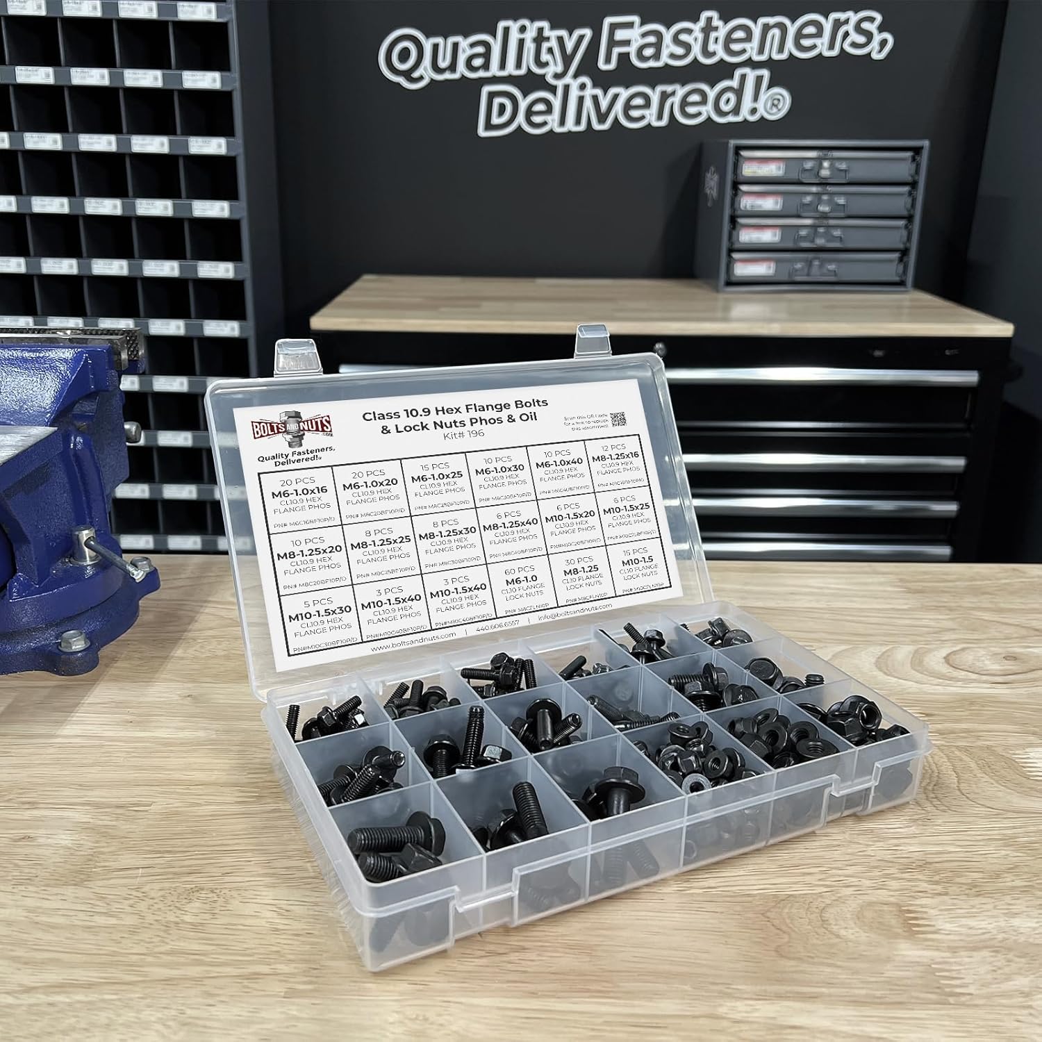 Grade 10.9 Hex Flange Cap Screws Frame Bolts & Lock Nuts Black Assortment Kit - 248PCS!