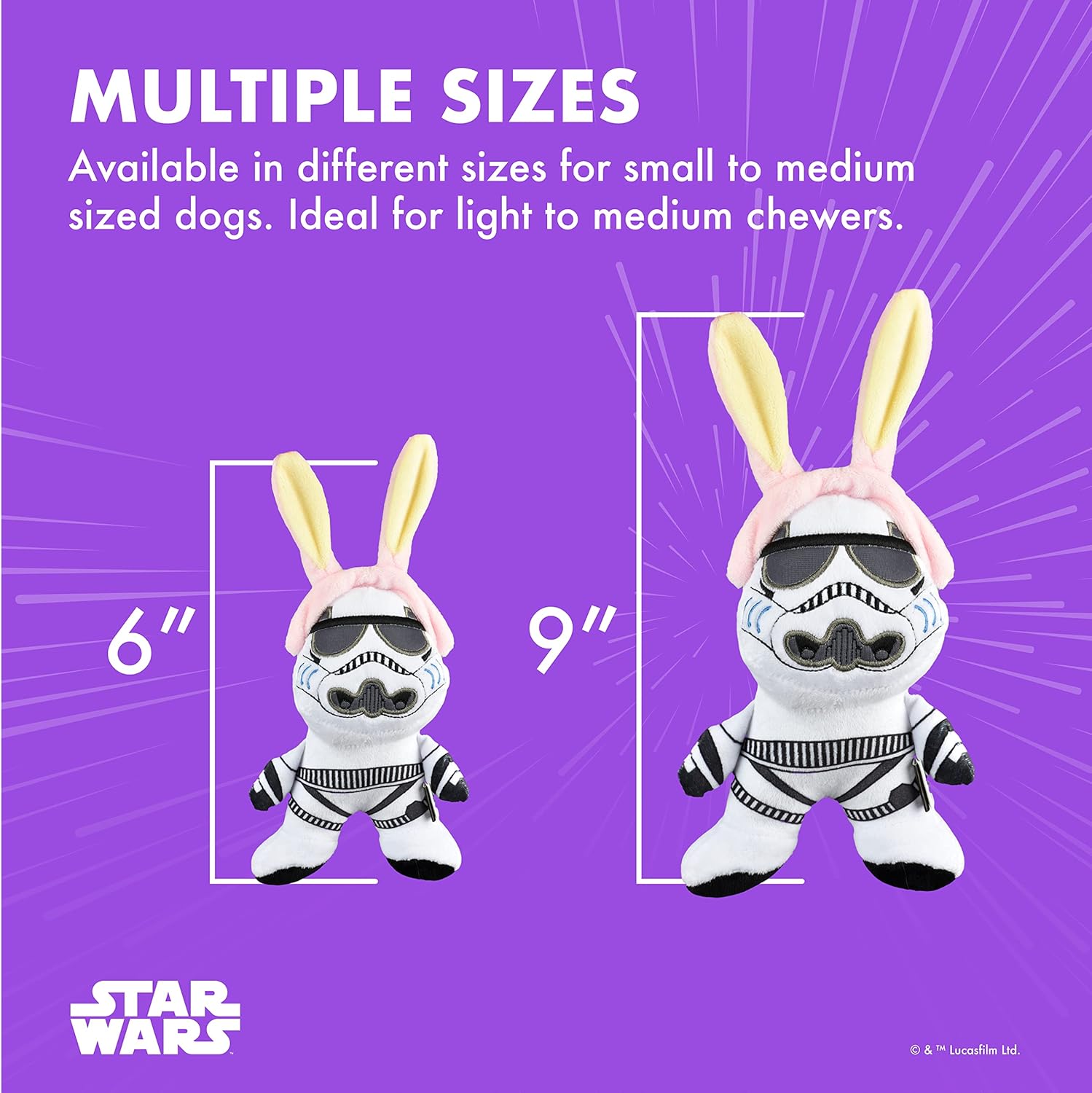 STAR WARS Easter 6" Stormtrooper Bunny Squeaker Pet Toy | 6” Star Wars Plush Squeaker Easter Stormtrooper Pet Toy | Star Wars Toy for Dogs Easter Stuffed Stormtrooper 6 inch