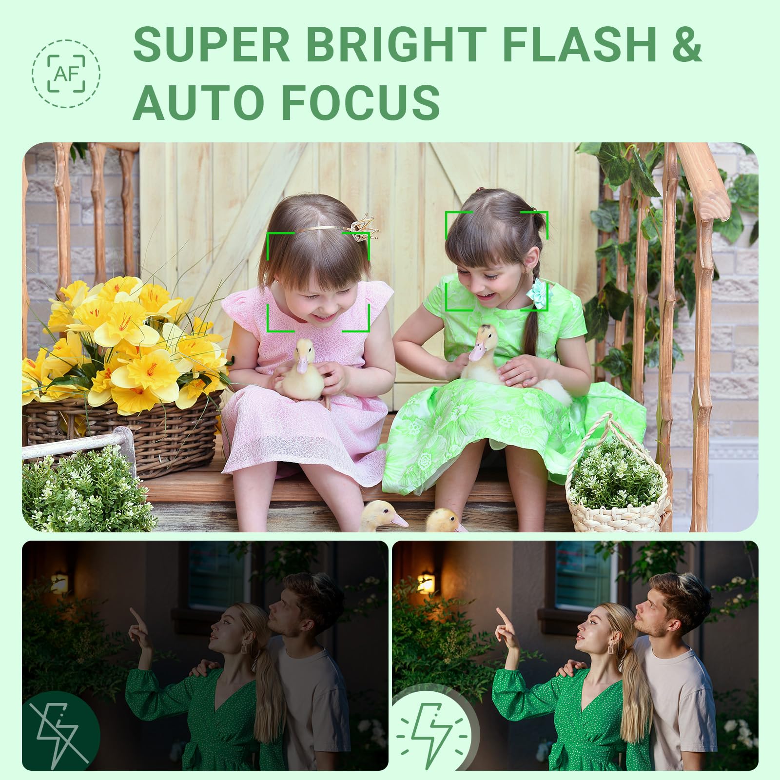 Fotocamera digitale 4K 64 MP con scheda micro SD, messa a fuoco automatica, zoom digitale 16x, fotocamera compatta portatile con batteria da 1200 mAh, cavo USB, per adolescenti, adulti e principianti