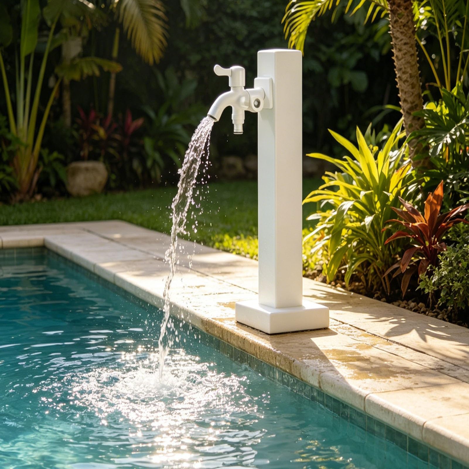Junvstor Style 1 Vertical White Yard Hydrant, Freeze Proof Outdoor Faucet, Water Column With Hose, Outdoor Spigot For Patio Yard Garden Lawn Pasture Irrigation And Drinking(,Height: 60Cm/23.6In)