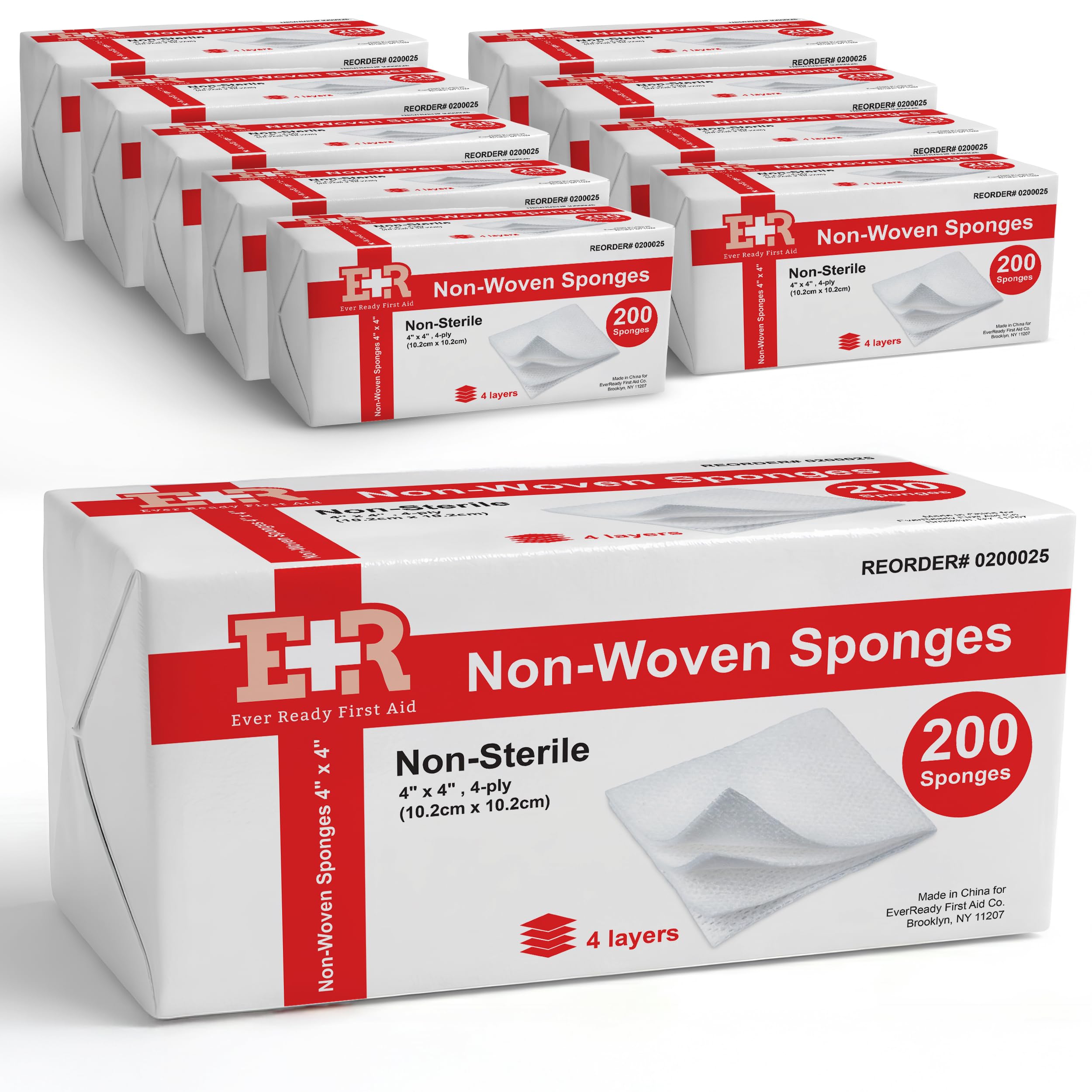 Ever Ready First Aid Non-Woven Sponges, Wound Care, Skin Care, 4" x 4", 4 Ply - 800 Count — Amazon image 11
