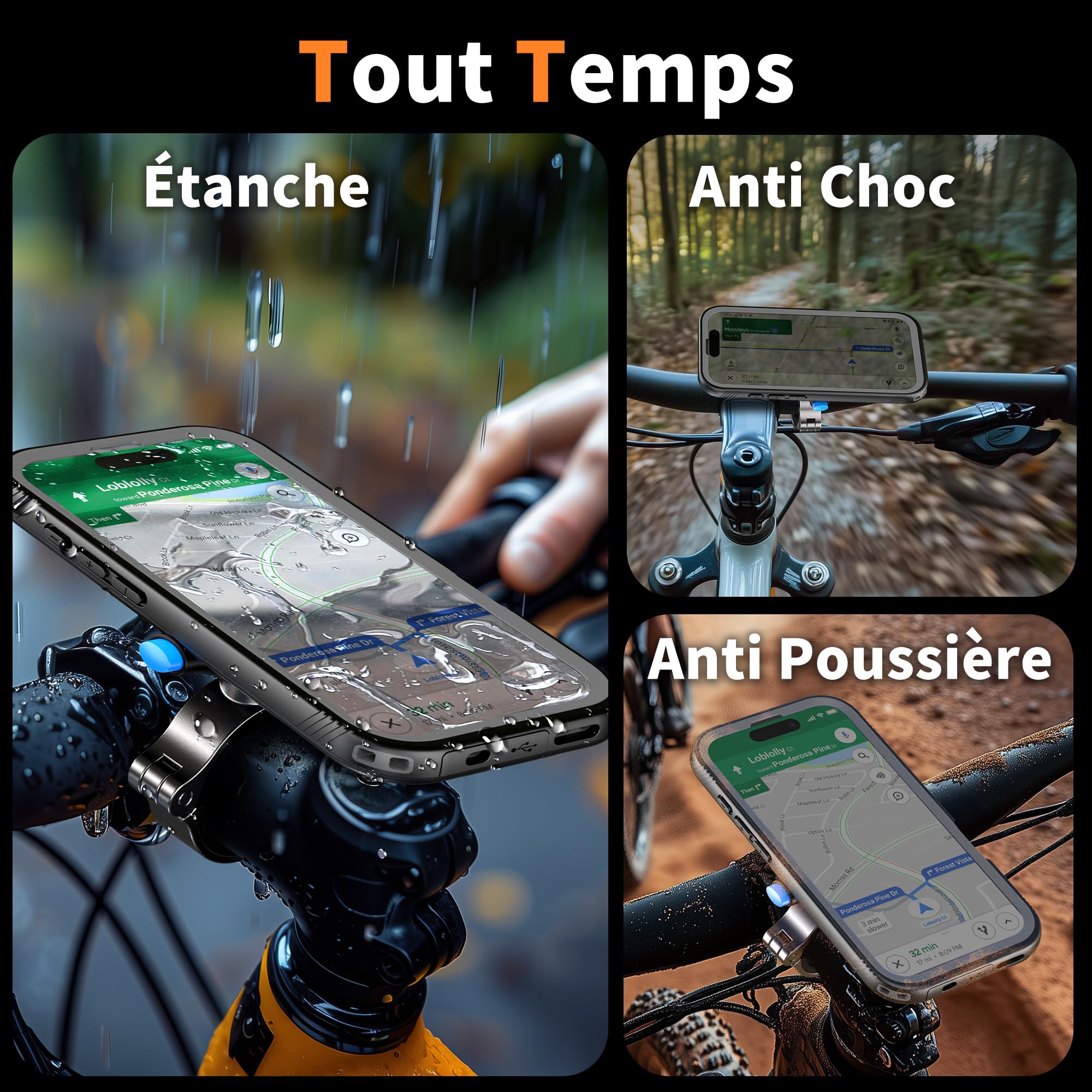 Cozycase Antykradzieżowe-Wodoszczelne-Szybkie Odblokowanie 1S do iPhone 15 Pro Max Uchwyt na Telefon do Roweru – Uchwyty Rowerowe na Kierownicę Motocykl Rower Szosowy Górski MTB Uchwyt