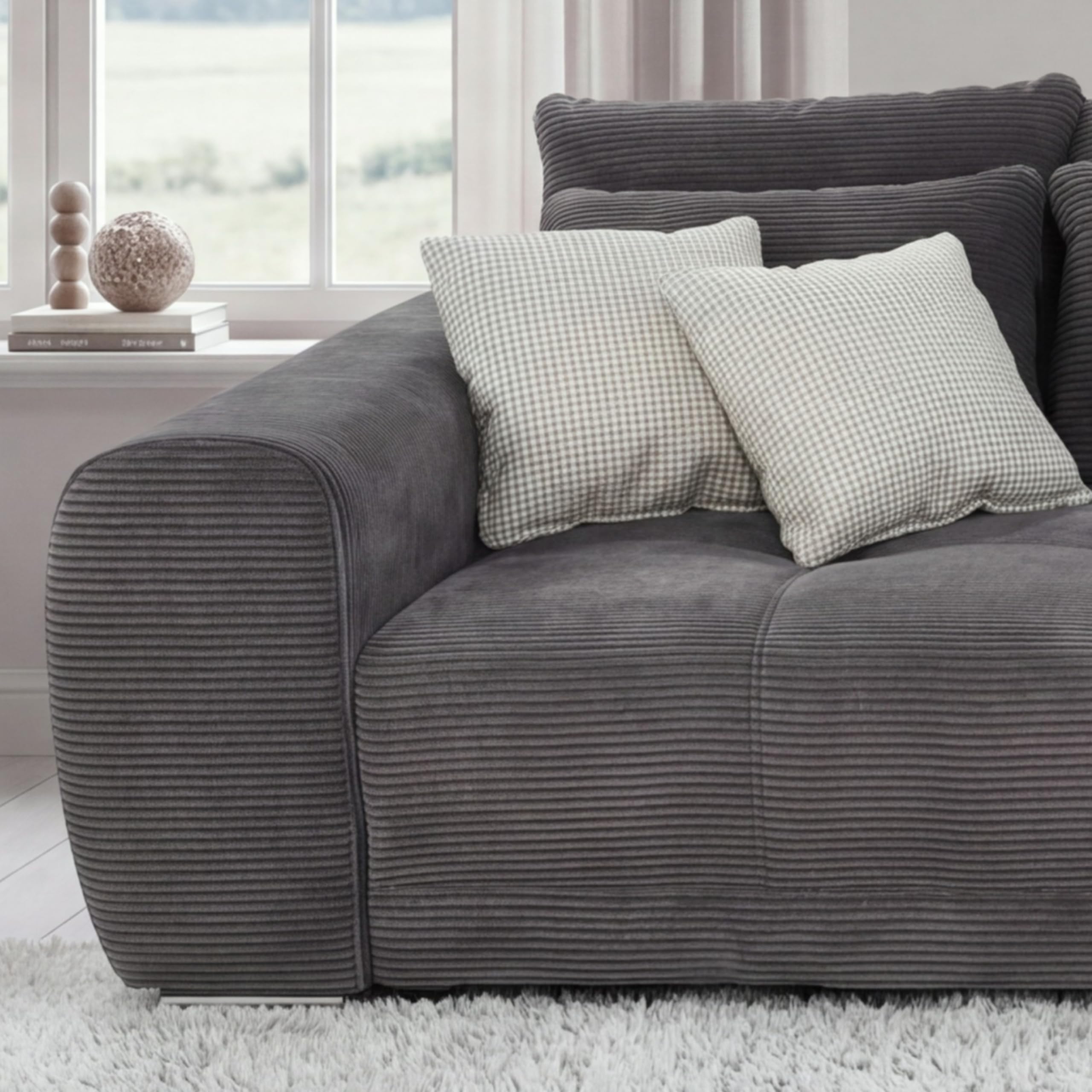 luma-Home 15171/ Big-Sofa XXL Lounge Couch, Cord-Bezug Dunkelgrau