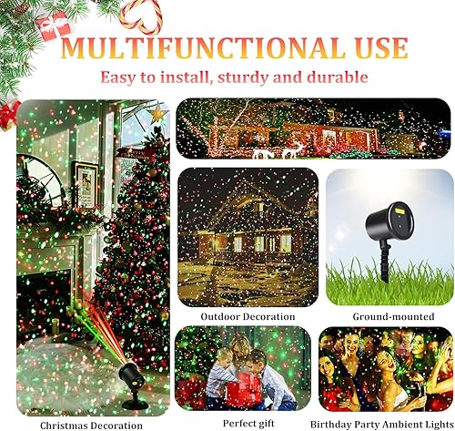 Miniatura 4 de Proyector de luz láser de Navidad al aire libre, estrellas estáticas rojas y verdes, luces de proyector láser estrellado, decoración de Navidad,