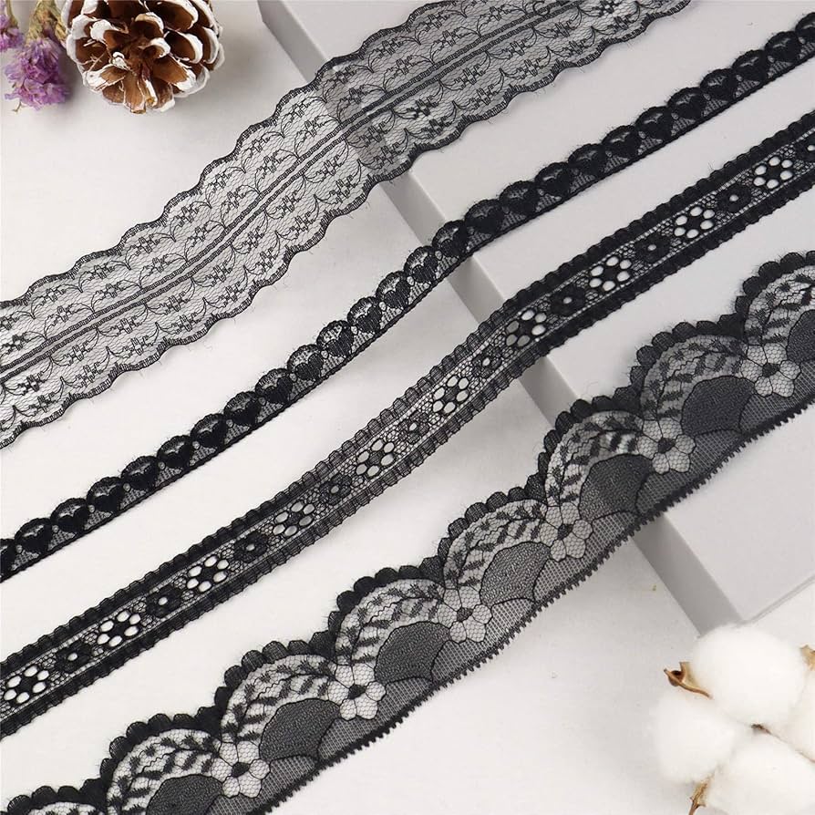 ち*ぴ様 lace ribbon head dress black depend Amazon.com: ZNZAKKA Black Lace Trim 20 Yards Sewing Lace