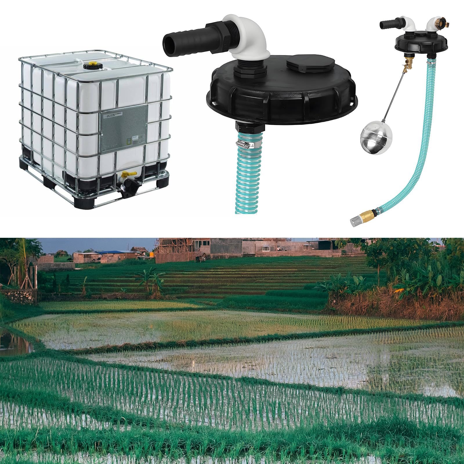 Conjunto de conector de riego con salida de manguera para riego de jardín al aire libre y uso doméstico DN150 PP tapa de rosca redonda