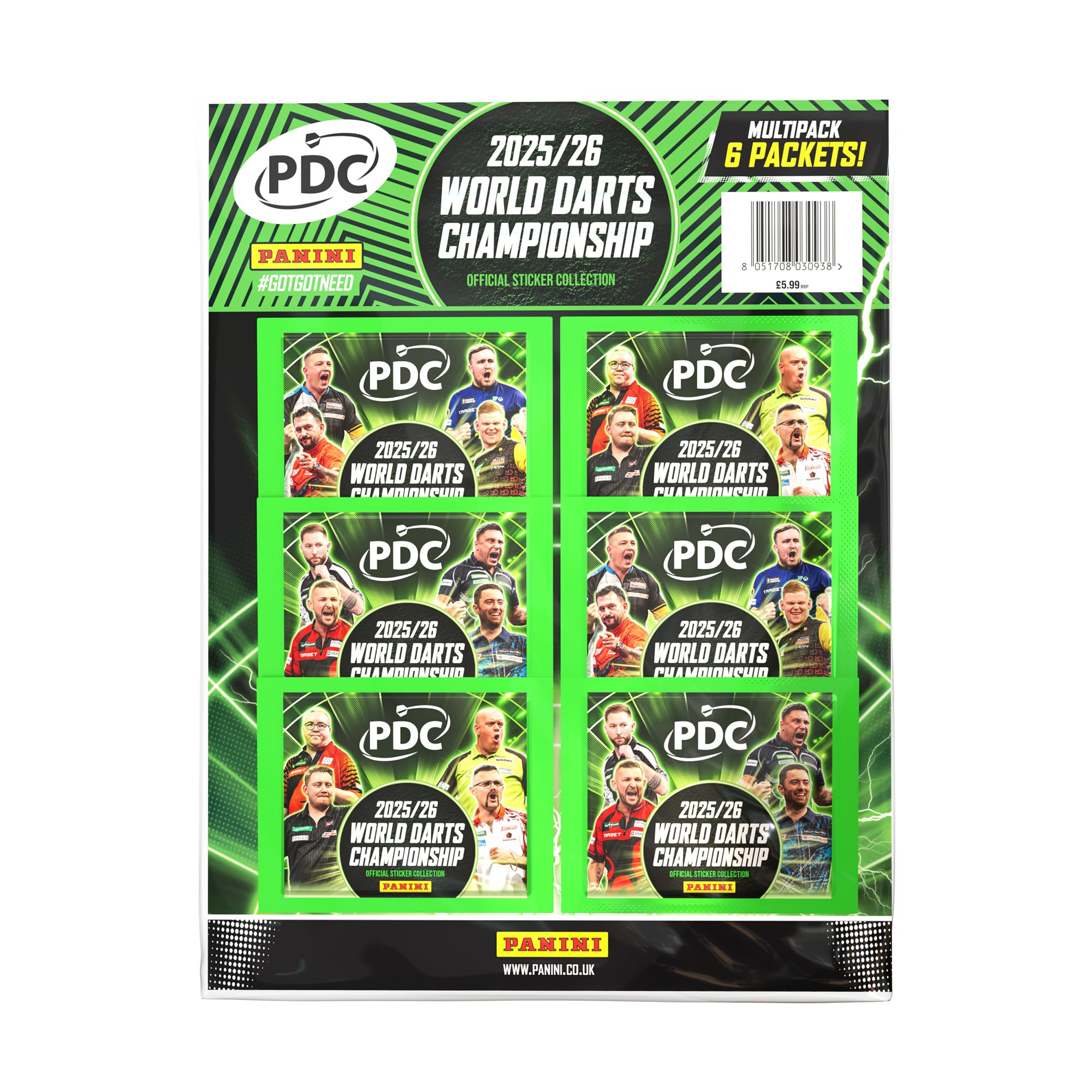 Panini PDC World Darts Championship Sticker Collection 2025/26 Multipack 6 packs