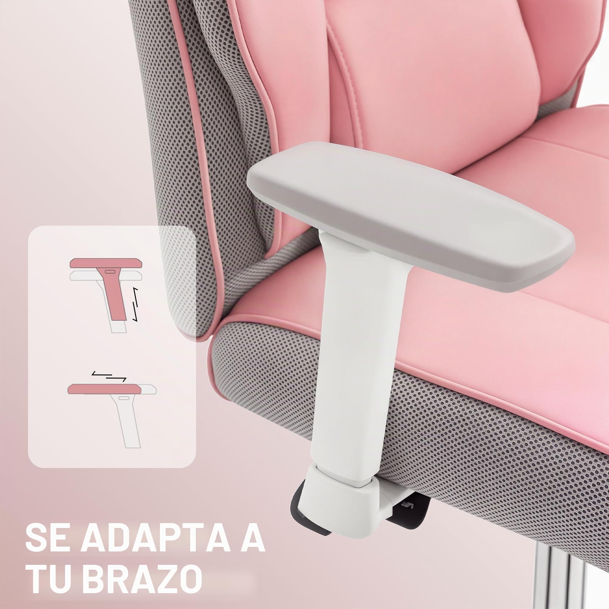 HOMCOM Silla de Oficina ergonómica con reposapiés, PU, 150 kg Rosa