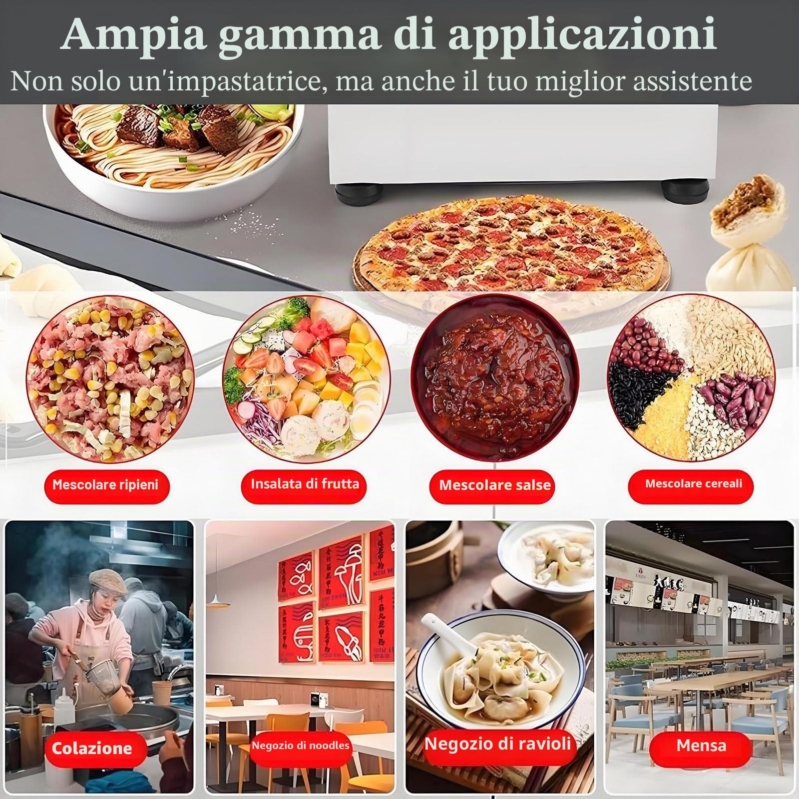 Impastatrice Elettrica, Impastatrice Professionale per Farina, Impastatrice a Spirale per Pizza E Pane, con Funzione di Temporizzazione E Riscaldamento 5kg