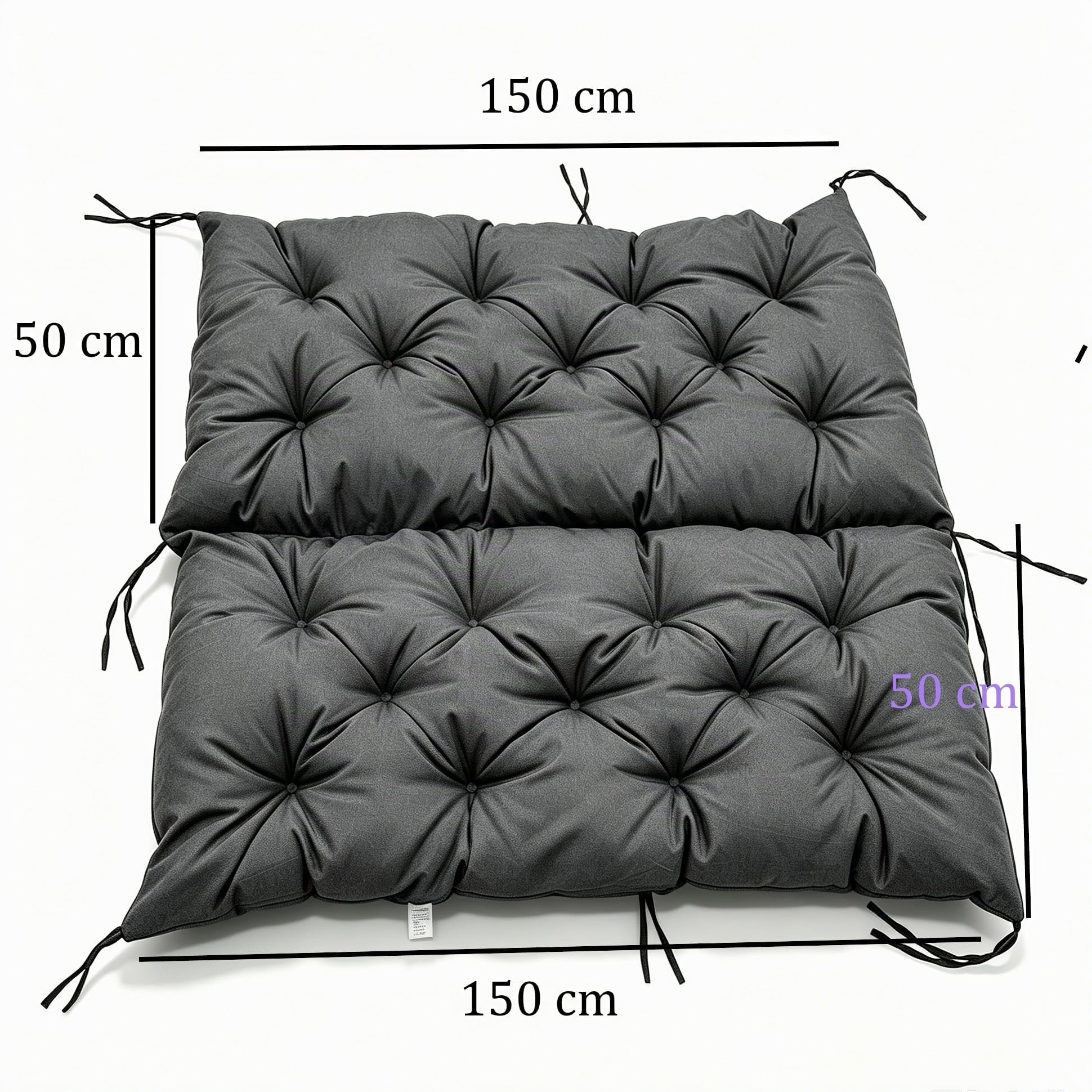 Cojín para Banco de jardín con Respaldo, Repelente al Agua, cojín para Banco para Interior y Exterior, cojín de Asiento con Respaldo (Antracita, 150 * 50 * 50 * 10 cm)