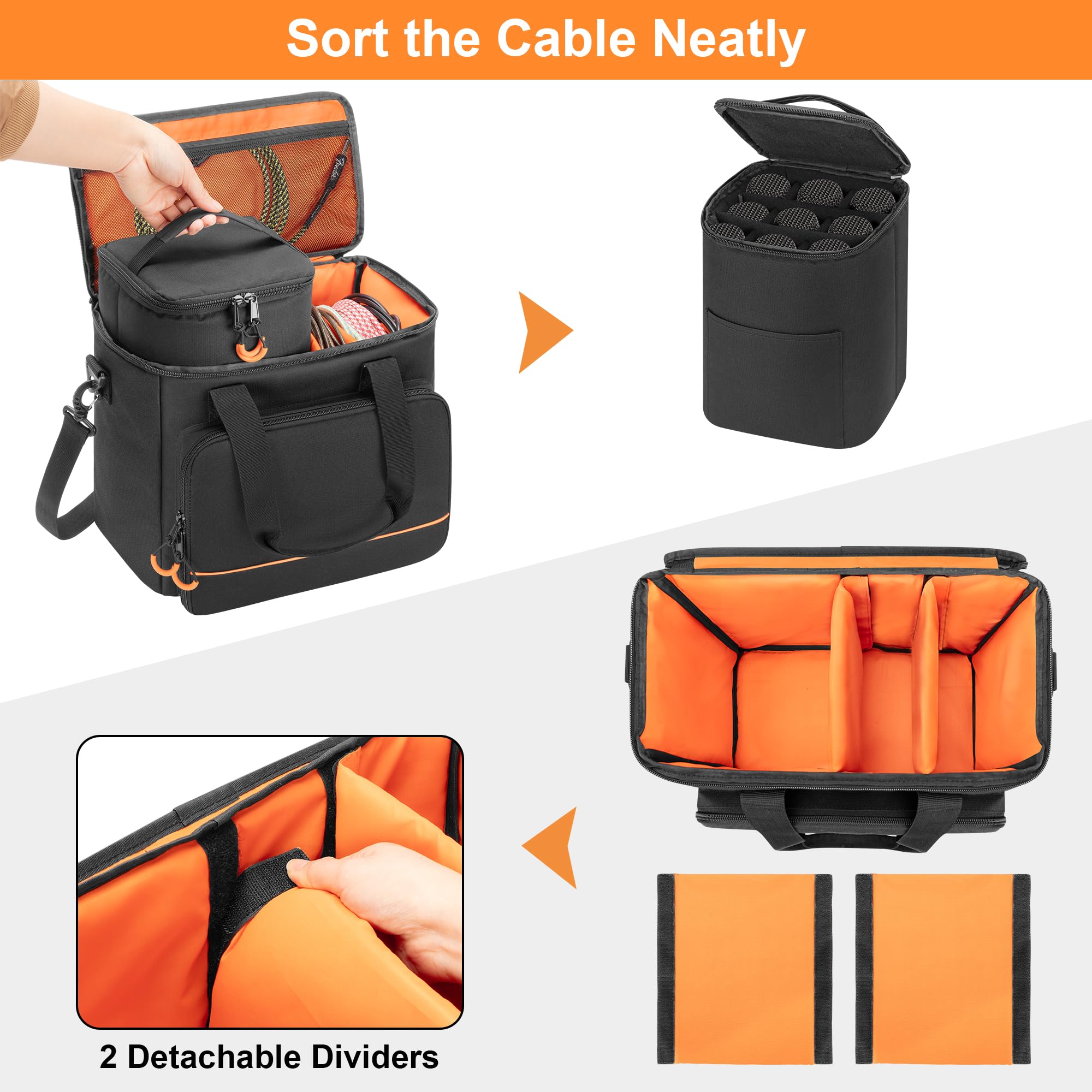 PGmoon Custodia per Microfono Wireless a 9 Slot, Borsa per Microfono da Viaggio Custodia per Microfono per Sistema Microfonico Portatile per Canto, Karaoke, Feste (Design Brevettato)