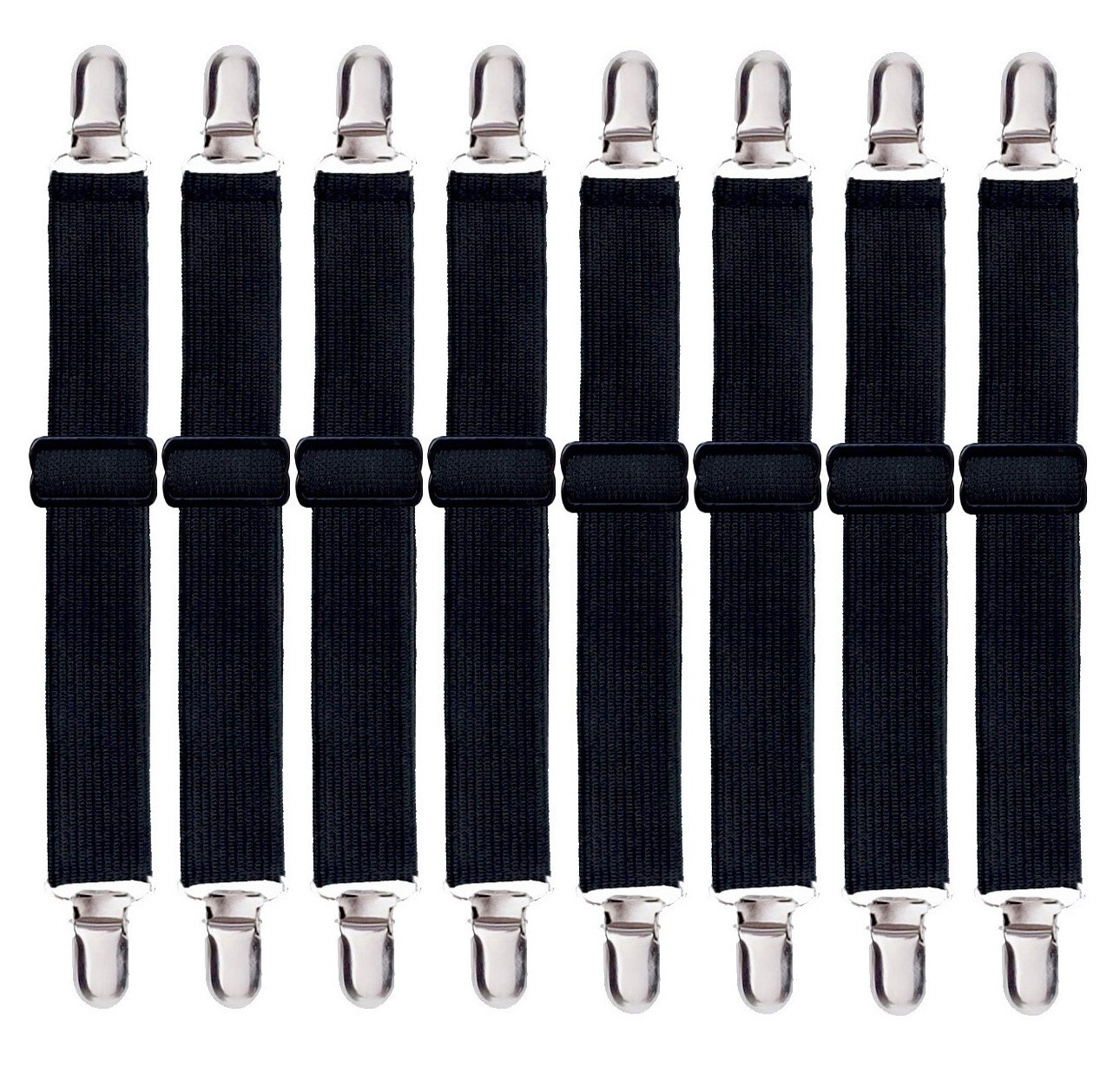 Korlon 8 Pack Bed Sheet Straps Adjustable Elastic Fitted Sheet Holder Clips Heavy Duty Bed Sheet Clips Holders